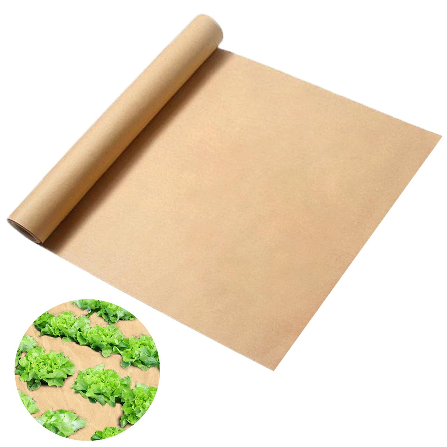 Nilioerup 2 x 50 Feet Biodegradable Paper Weed Barrier, Biodegradable Landscape Fabric Garden Bed Grass Control Barrier Weed Blocker Paper for Garden Outdoor Lawn (2 x50 ft)