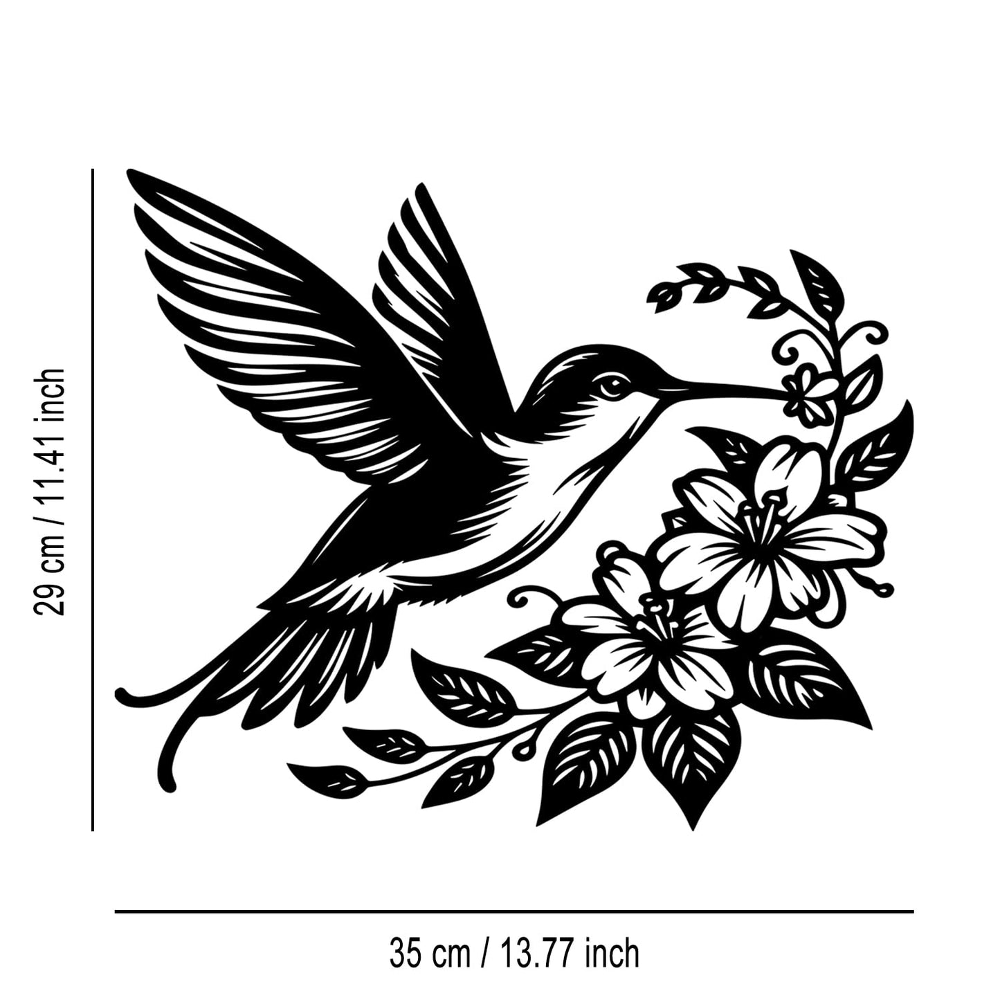 LIYOUYA Hummingbird Flower Metal Wall Decor - Rustic Farmhouse Room Decor Black Wall Art Home Decor for Living Room, Dining Room, Courtyard (Black)