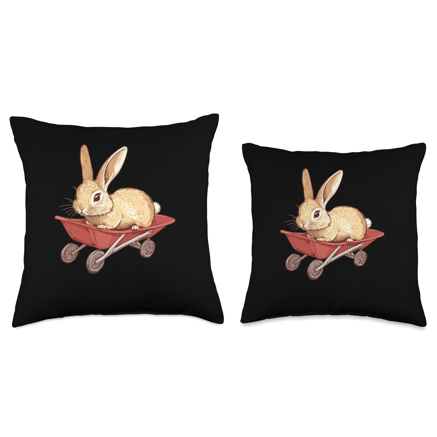 Rabbit Using a Wheelbarrow Throw Pillow
