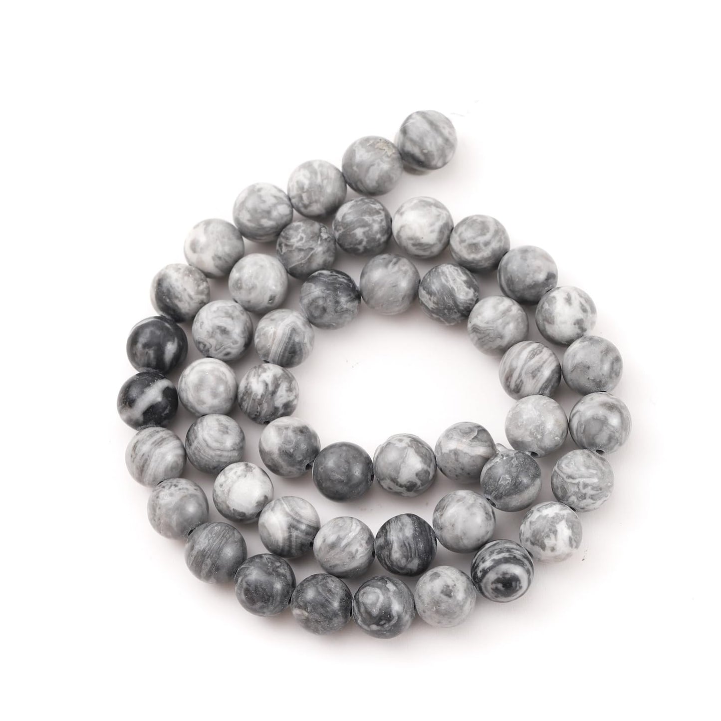 8mm 45pcs DIY Natural Map Stone Beads Round Healing Crystal Gemstone Loose Beads for Jewelry Making Handmade Bracelet Necklace