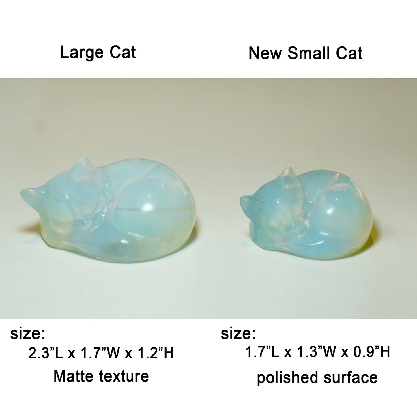 OwMell Tiny Sleeping Cat Statue Hand-Carved Healing Stone Gemstone Little Kitten Statue Figurine 2" - Opal Small