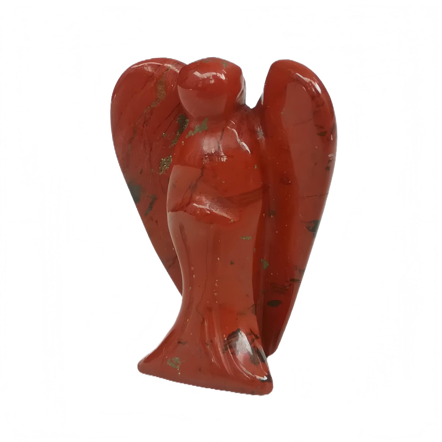 Afucats Natural Red Jasper Healing Guardian Angel Indoor Decorative Stone,1.5 Inches Carving Pocket Palm Statue,Gift for Her Christmas Décor