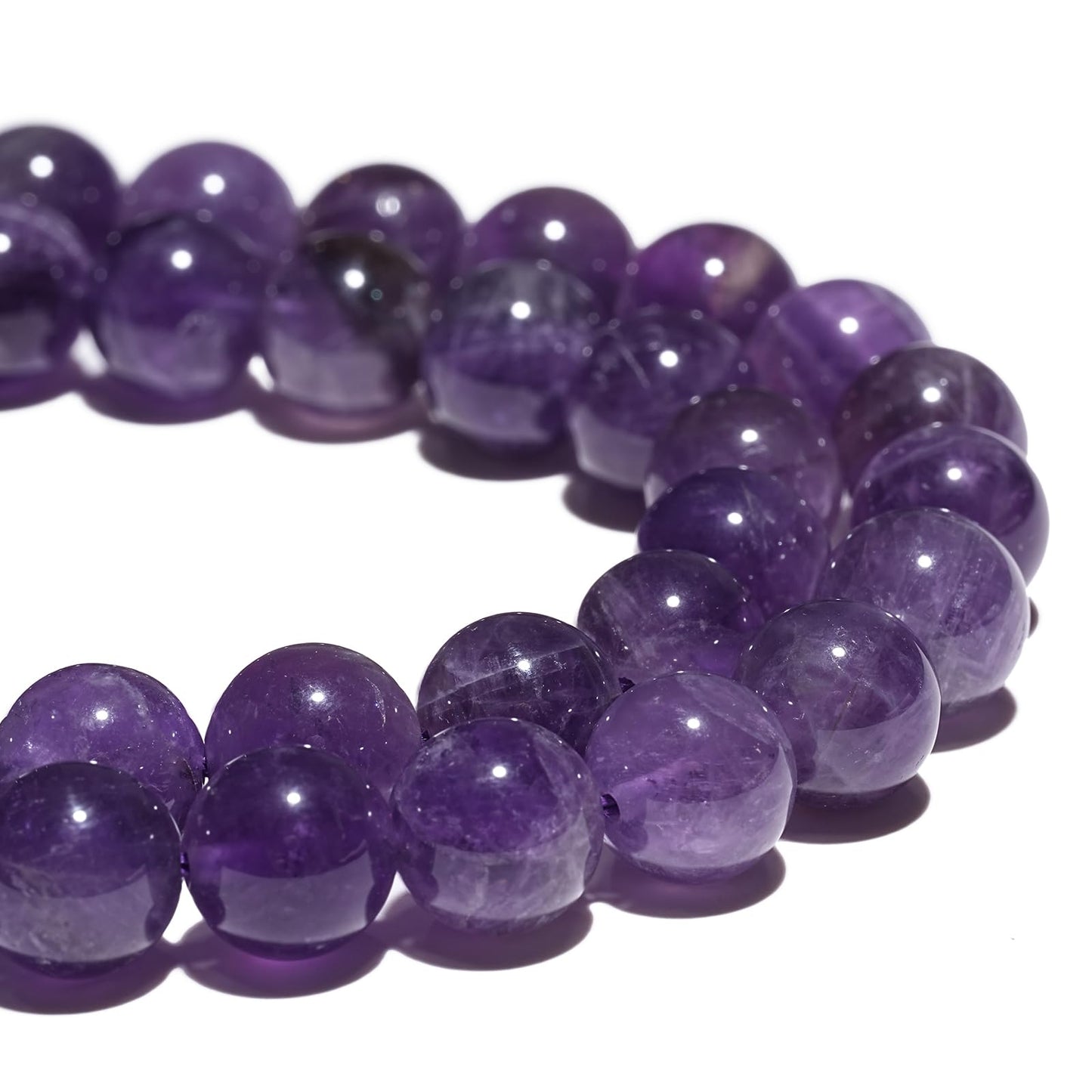 8mm Natural Amethyst Gemstone Beads Polished Round Smooth Stone Beads for Bracelets Jewelry Making 15inch Loose Beads