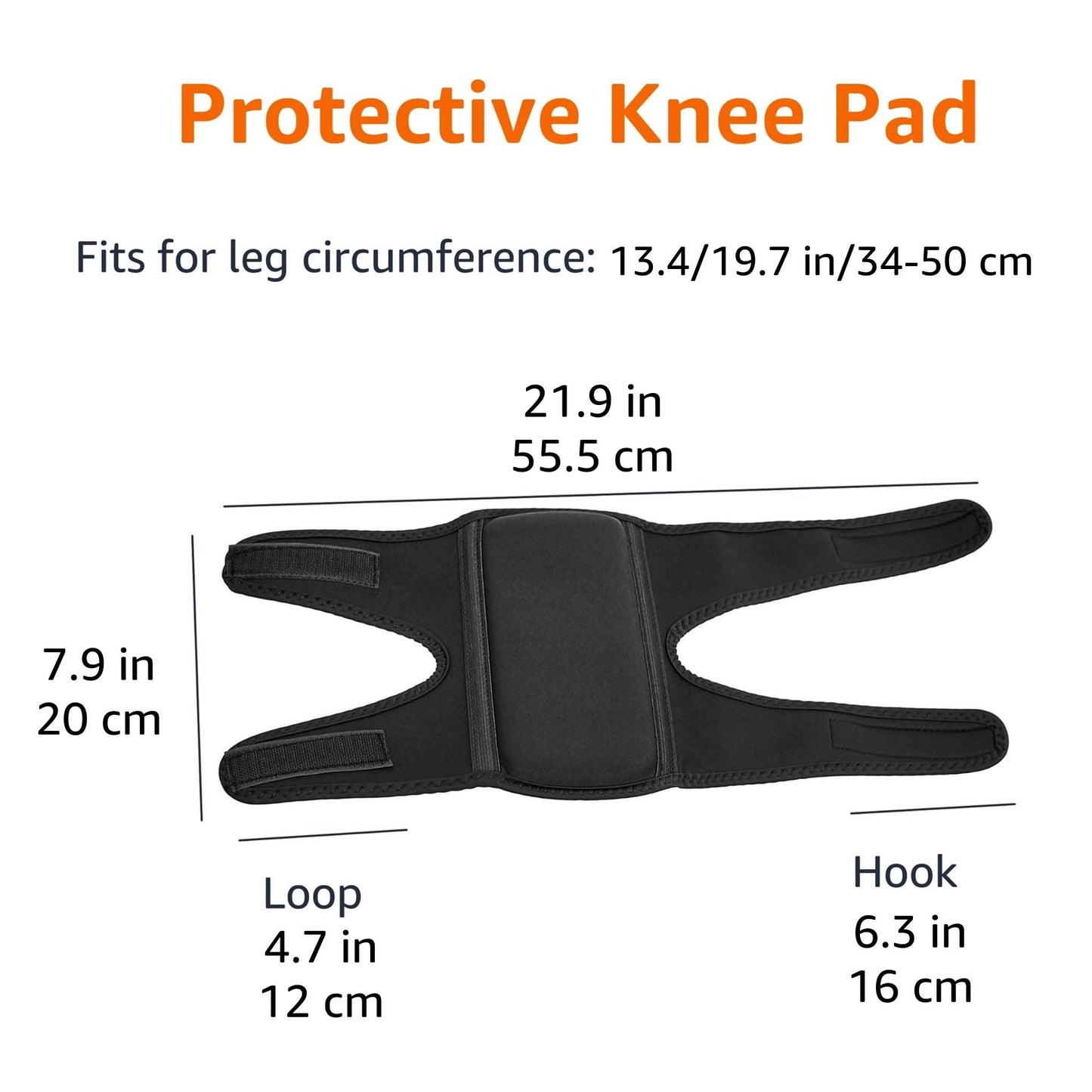 Amazon Basics Over/Under Knee Pads with Foam Padding for Kneeling, Indoor and Outdoor Use, 8.5", One Size, Black, 1 Pair