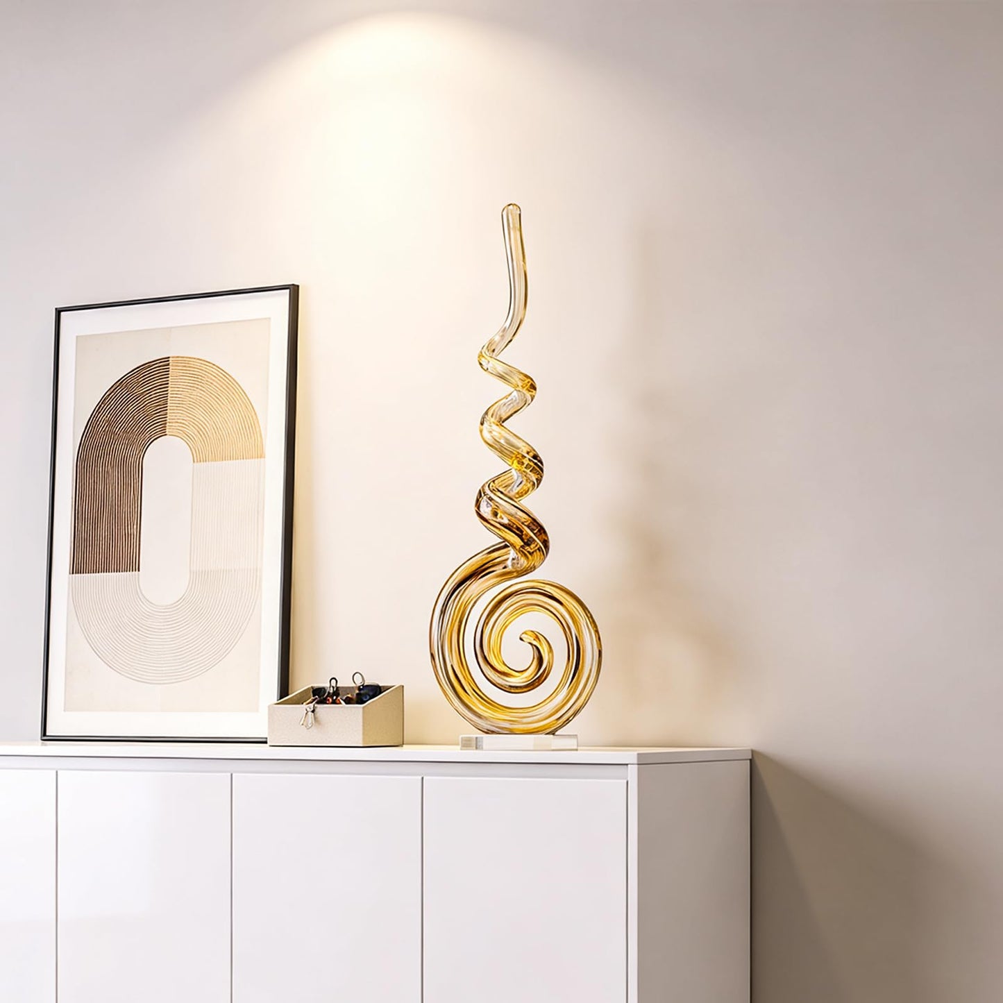 15" Tall Hand-Blown Murano-Style Glass Sculpture Statues Art Ornament Statue Figurines Home Decor Accent Piece Coastal Ocean Nautical Home Decor,Shelf,TV Stand,Tabletop Centerpieces,Wonderful Gift