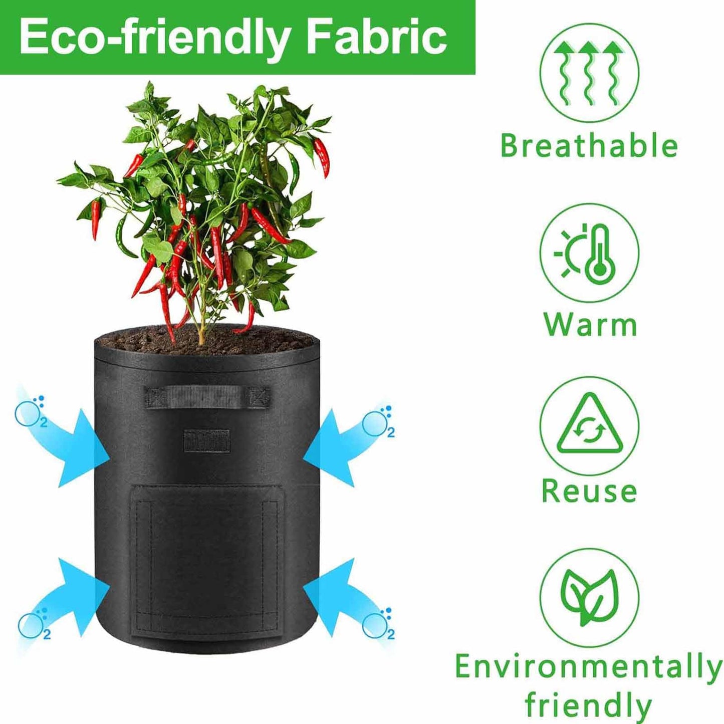 TCBWFY 2 Pack Potato Grow Bags with 2 Flaps 15 Gallon,Heavy Duty 14oz/yd² Planter Pot with Sturdy Handles and 2 Harvest Windows for Potato Tomato and Vegetables