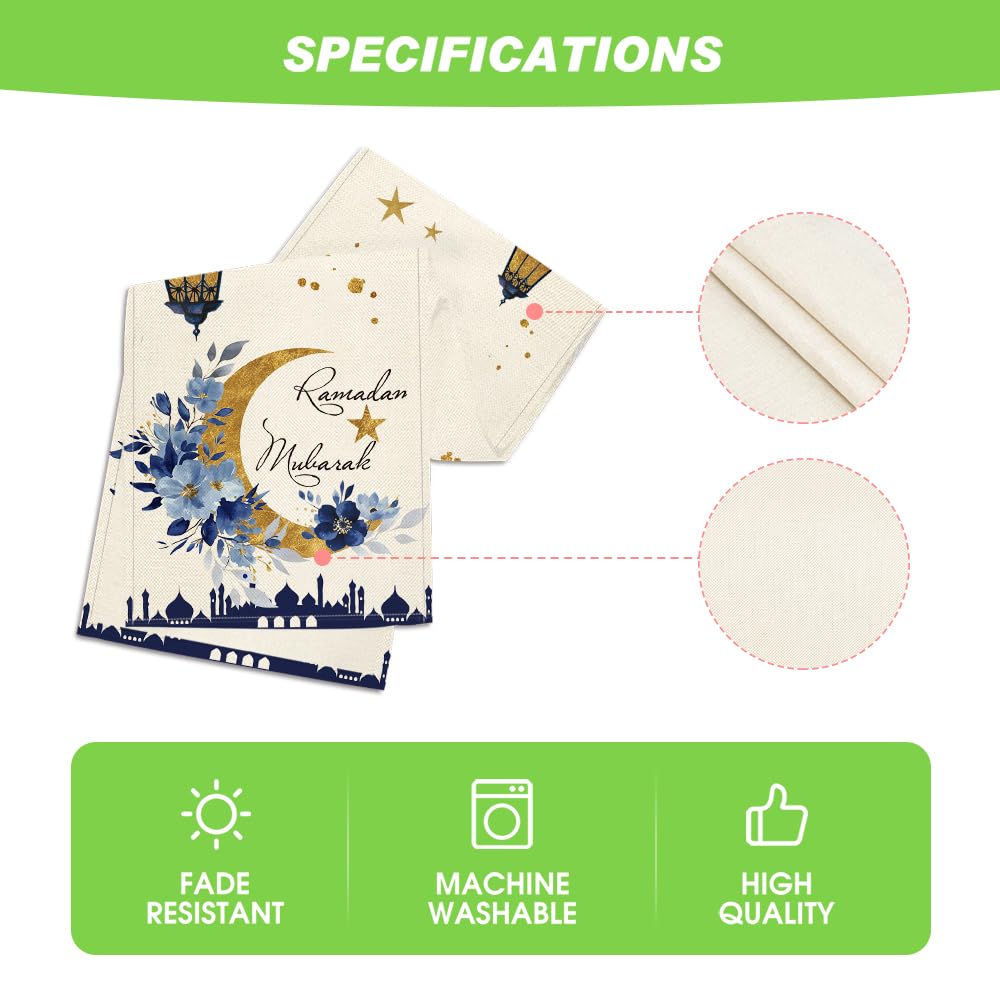 Artoid Mode Castle Lantern Flower Ramadan Table Runner, Seasonal Kitchen Dining Table Decoration for Home Party Decor 13x72 Inch
