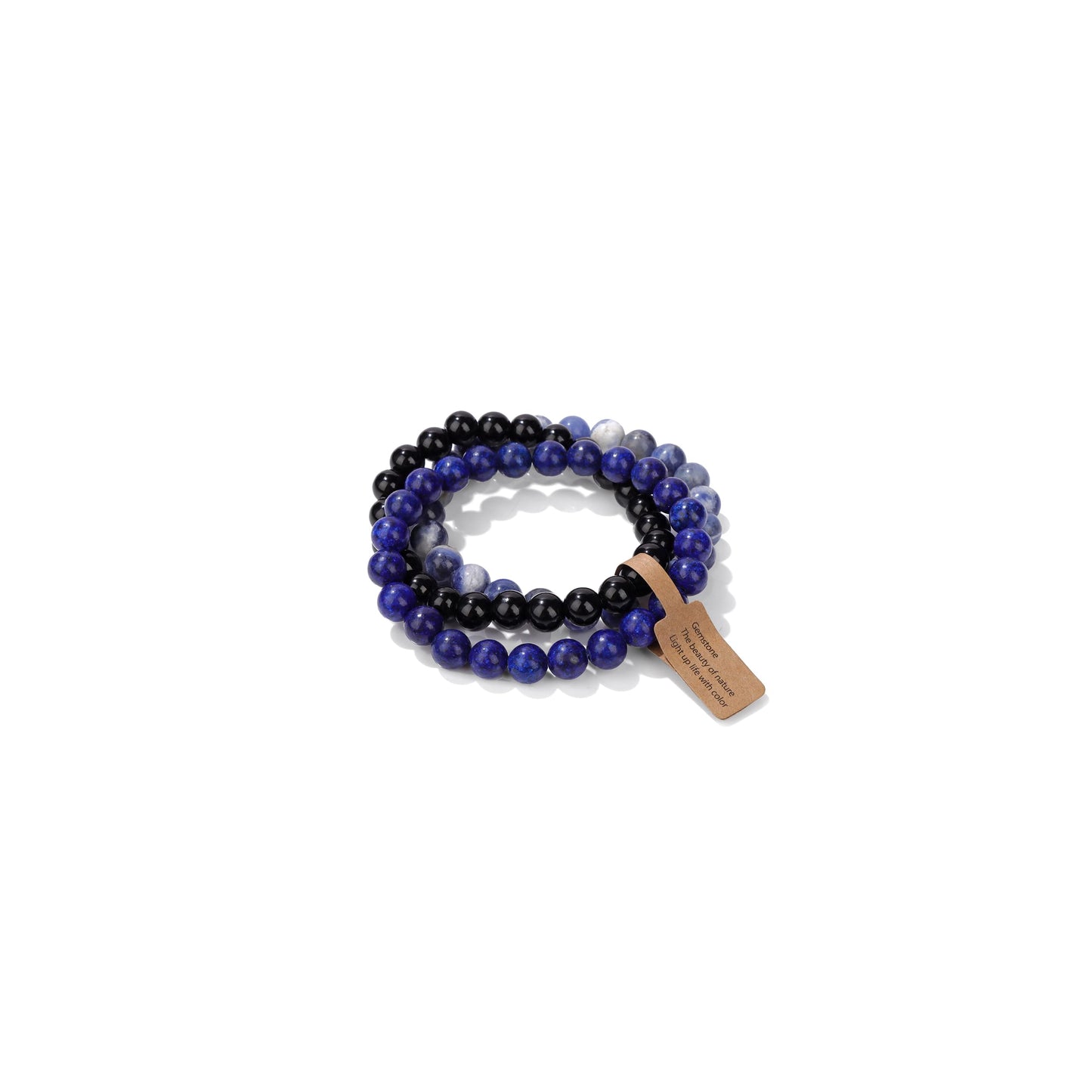 Risyfjew 3 PCS Healing Crystal Bracelet Women 8mm Natural Stone Beaded Stretch Bracelet Lapis Lazuli Sodalite Jewelry Gifts