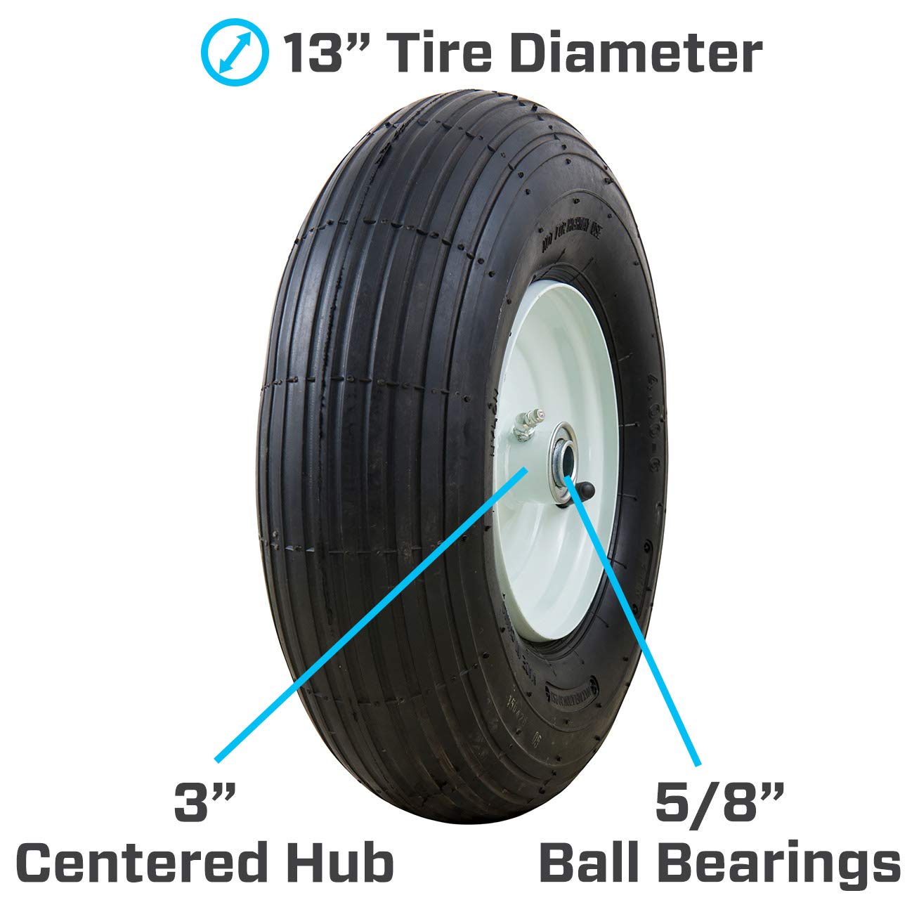 Marathon 4.00-6" Pneumatic (Air Filled) Tire on Wheel, 3" Hub, 5/8" Bearings