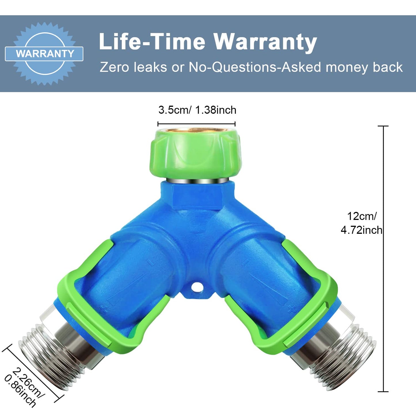 AINEED Garden Hose Splitter 2 Way Heavy Duty, Hose Connector Faucet Splitter 3 way, Water Splitter Outdoor Spigot Hose Bib Splitter with Shut off Valve