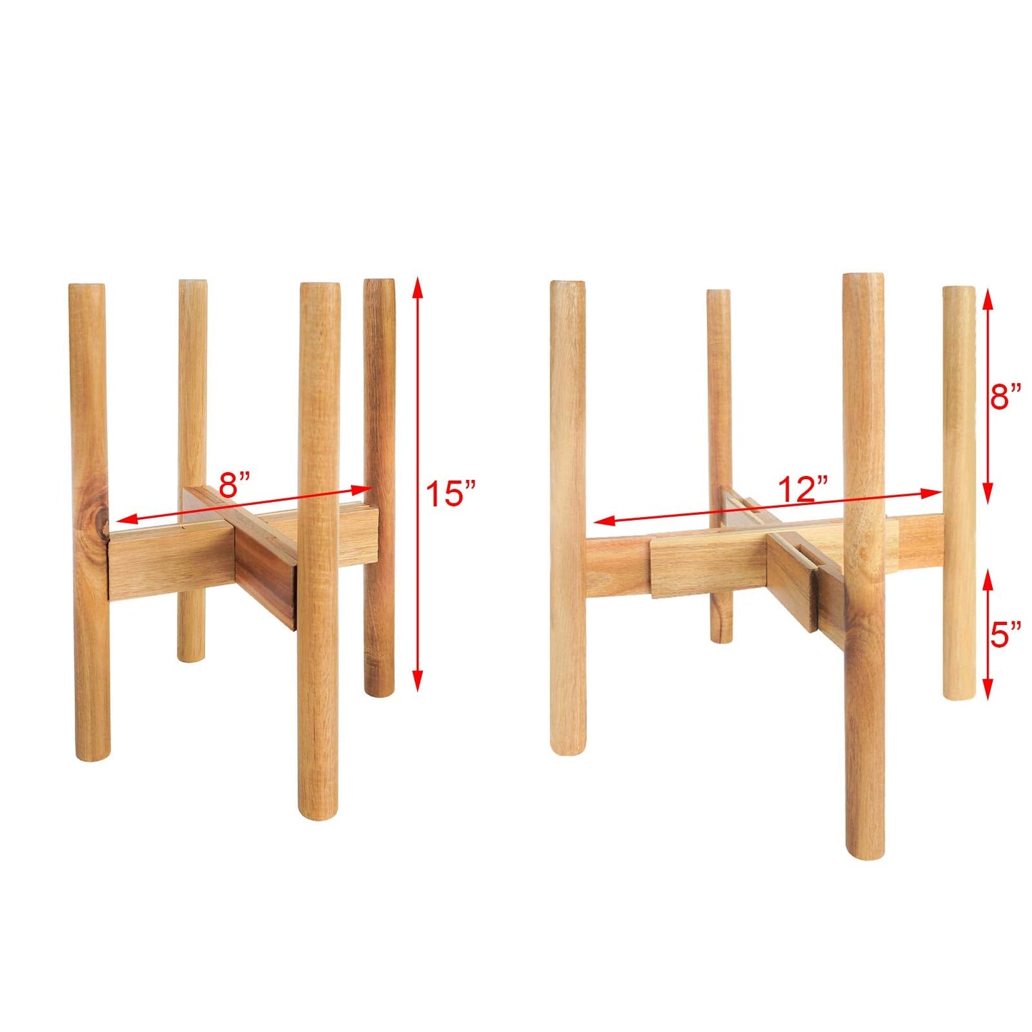 SOTECH Plant Stand Wood Flower Pot Holder Adjustable 8 to 12 inches, Bamboo Modern Plant Stand 15 inches in Height, Fit 8 9 10 11 12 inch Pots Pot & Plant Not Included Potted Stand Display Rack