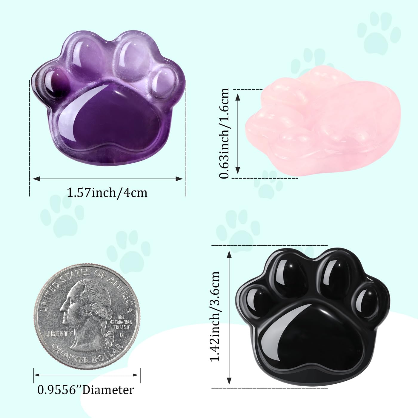 NUKAYAI Worry Stone Amethyst Cat Paw Crystal Statue Figurines Carved Healing Crystals Natural Home Decor Handcrafted Sculpture Purple Cute Lucky for Cat Lovers Women