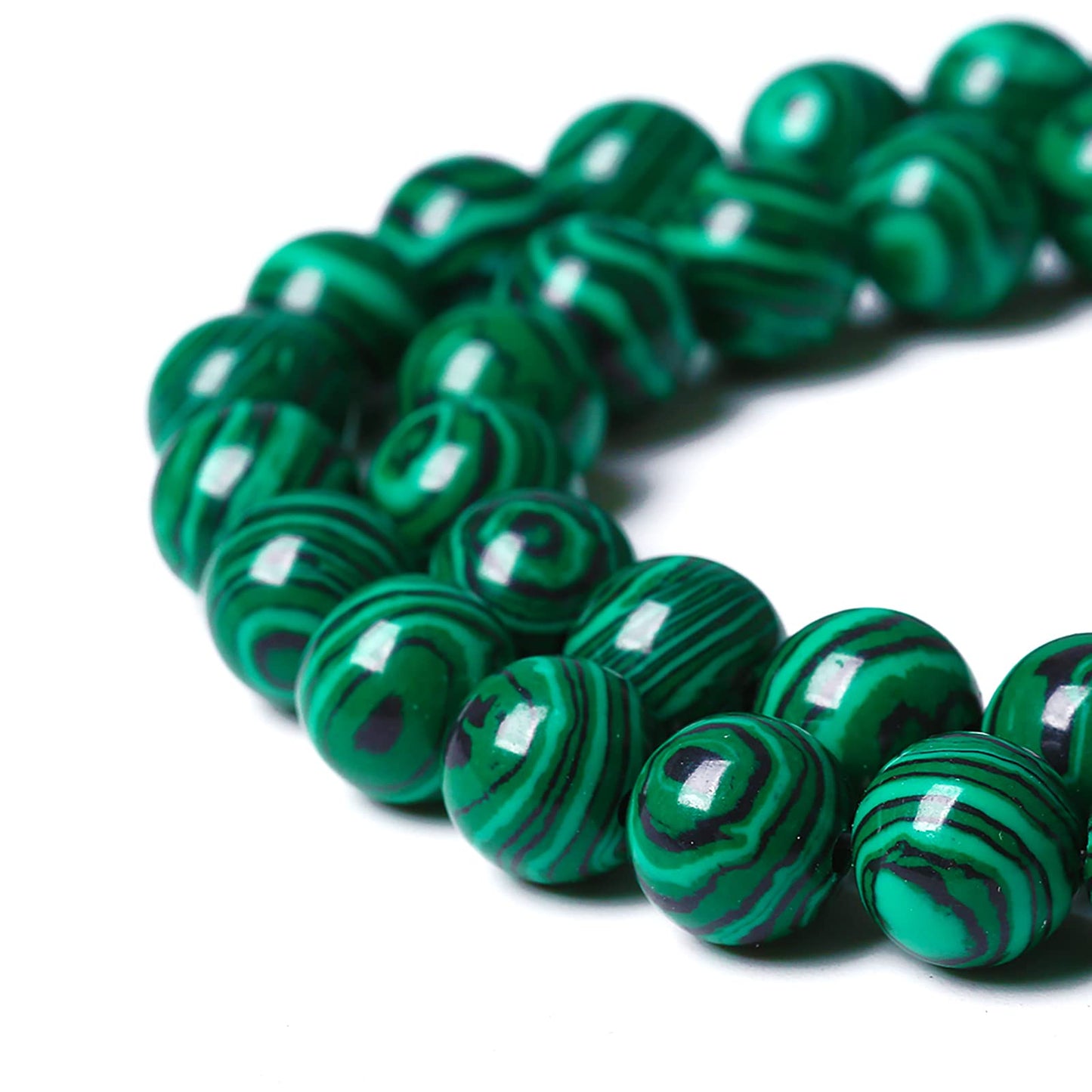60pcs 6mm Synthetic Green Malachite Beads Natural Stone Round Loose Spacer Beads for Jewelry Making DIY Necklaces Bracelets 15" (6mm, Green Malachite)