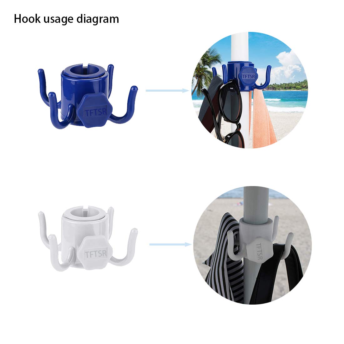 TFTSR Patio Beach Umbrella Sand Anchor Hanging Hook Set,Base with Adjustable Screw,One Size Fits All,Hang Objects and Stand Strong Winds