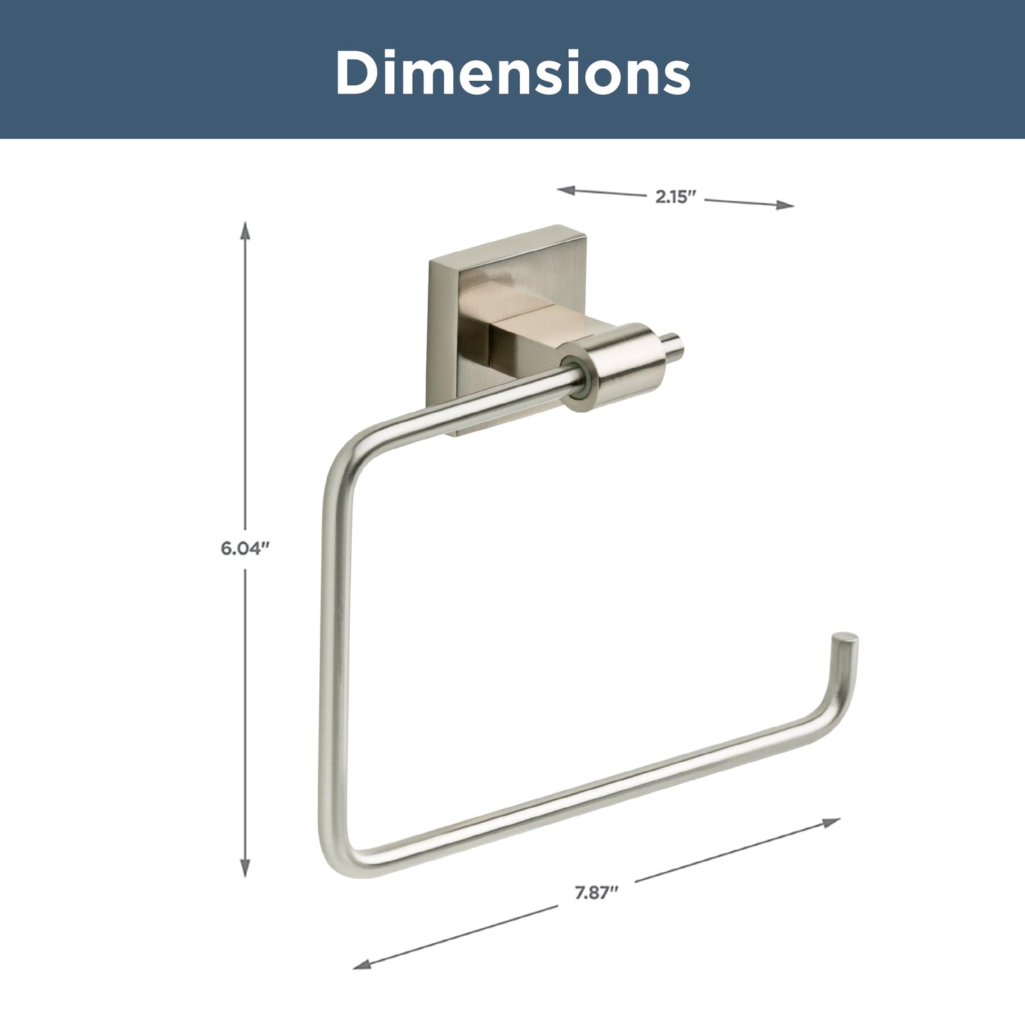 Franklin Brass Maxted (1-Pack) Hand Towel Holder Satin Nickel Towel Racks for Bathroom Wall Square Towel Ring Holder for Bath Towel Hanger for Kitchen, Bathroom Accessories MAX46-SN