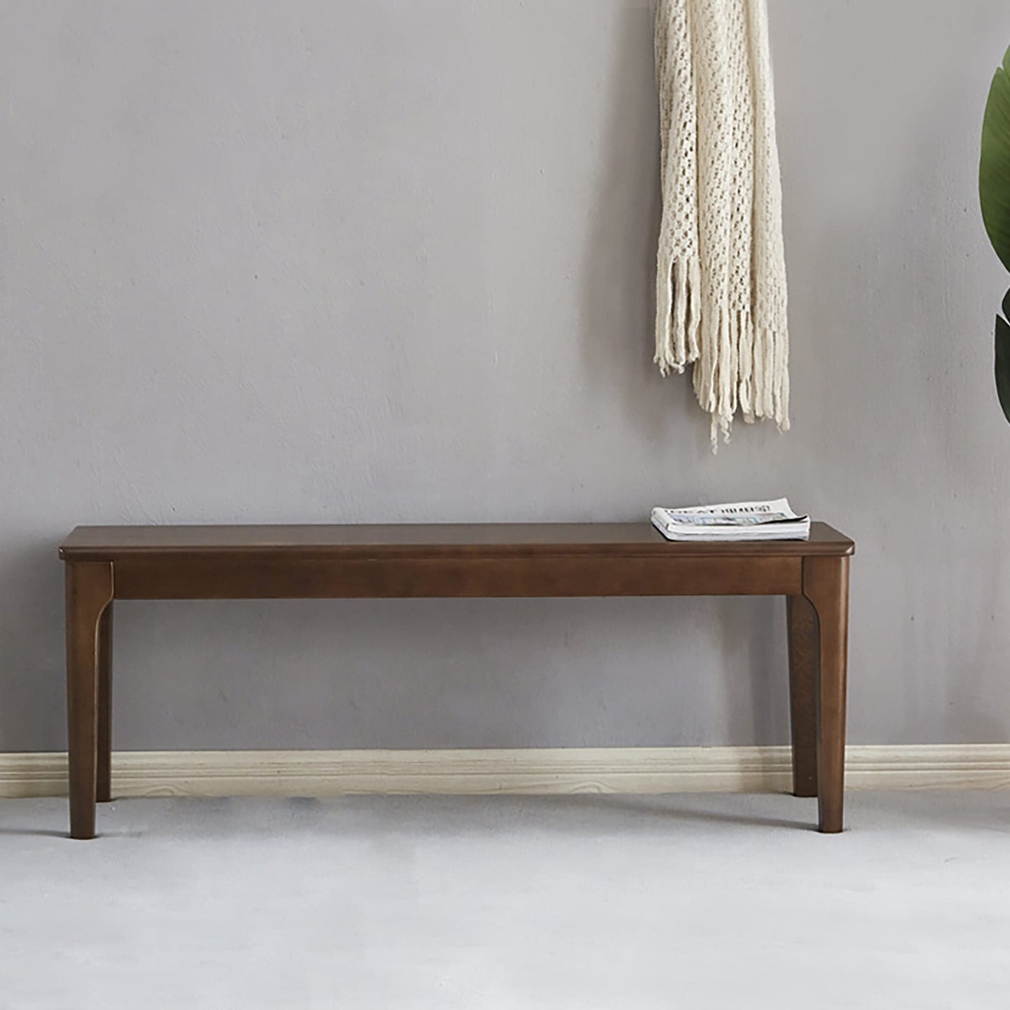 Wilk Wooden Entryway Bench, 47’’ Indoor End of Bed Bench, 100% Solid Oak Wood (Brown)