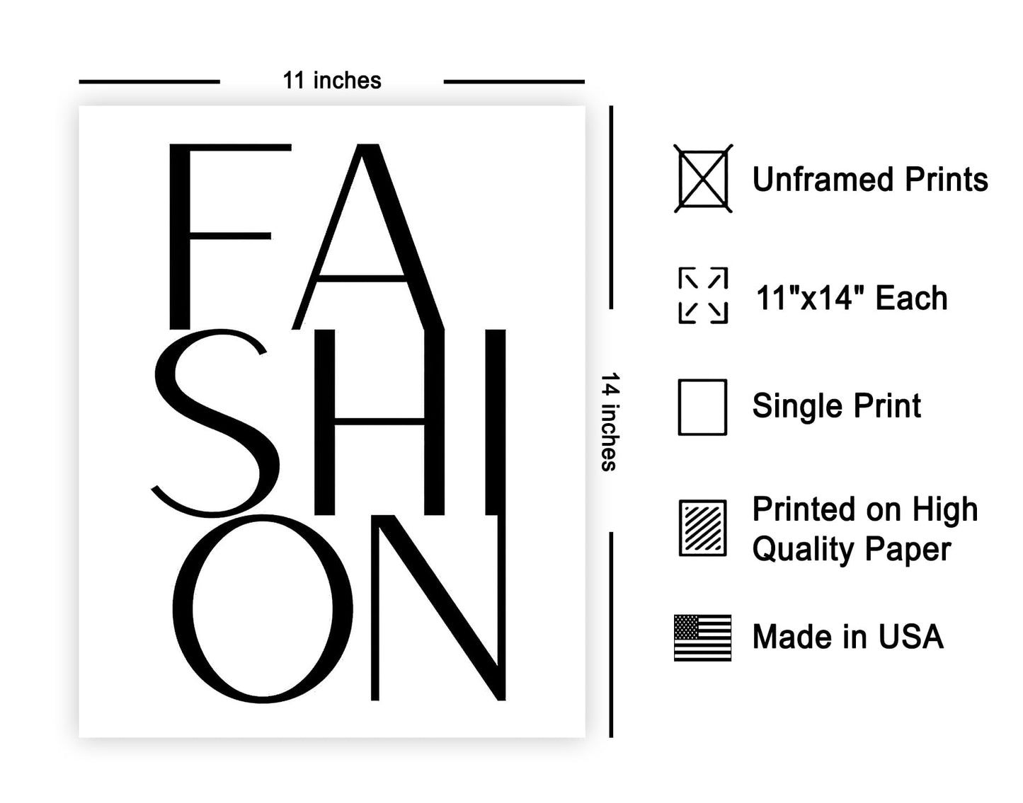 Poster Master Fashion Poster - Typography Print - Trendy Wall Art - Modern Art - Gift for Men, Women & Fashionista - Minimal Wall Decor for Living Room, Bedroom or Office - 11x14 UNFRAMED Wall Art