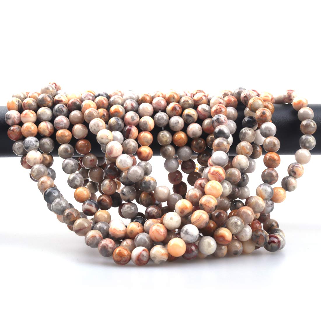 ICAI Beads 10mm Natural Crazy Lace Agate Gemstone Round Loose Stone Beads for Jewelry Making DIY Crafts Design 1 Strand 15" APPR.34-36pcs