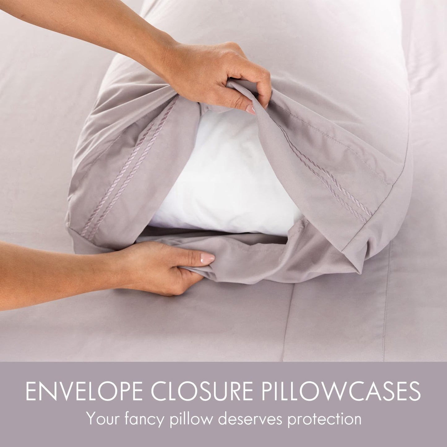 ClevaHome Queen Size Sheet Set - 6 Piece Soft Breathable Luxury Bed Sheet Set - Shrinkage & Fade Resistant Embroidered Bedding Sheet with Deep Pocket, 2 Extra Pillowcases (Queen, Purple Dove)