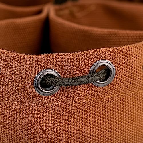 BucketBoss 25001 Canvas Organizer Parachute Bag with 19 Pockets for Nails,Screws, and Bolts in Brown