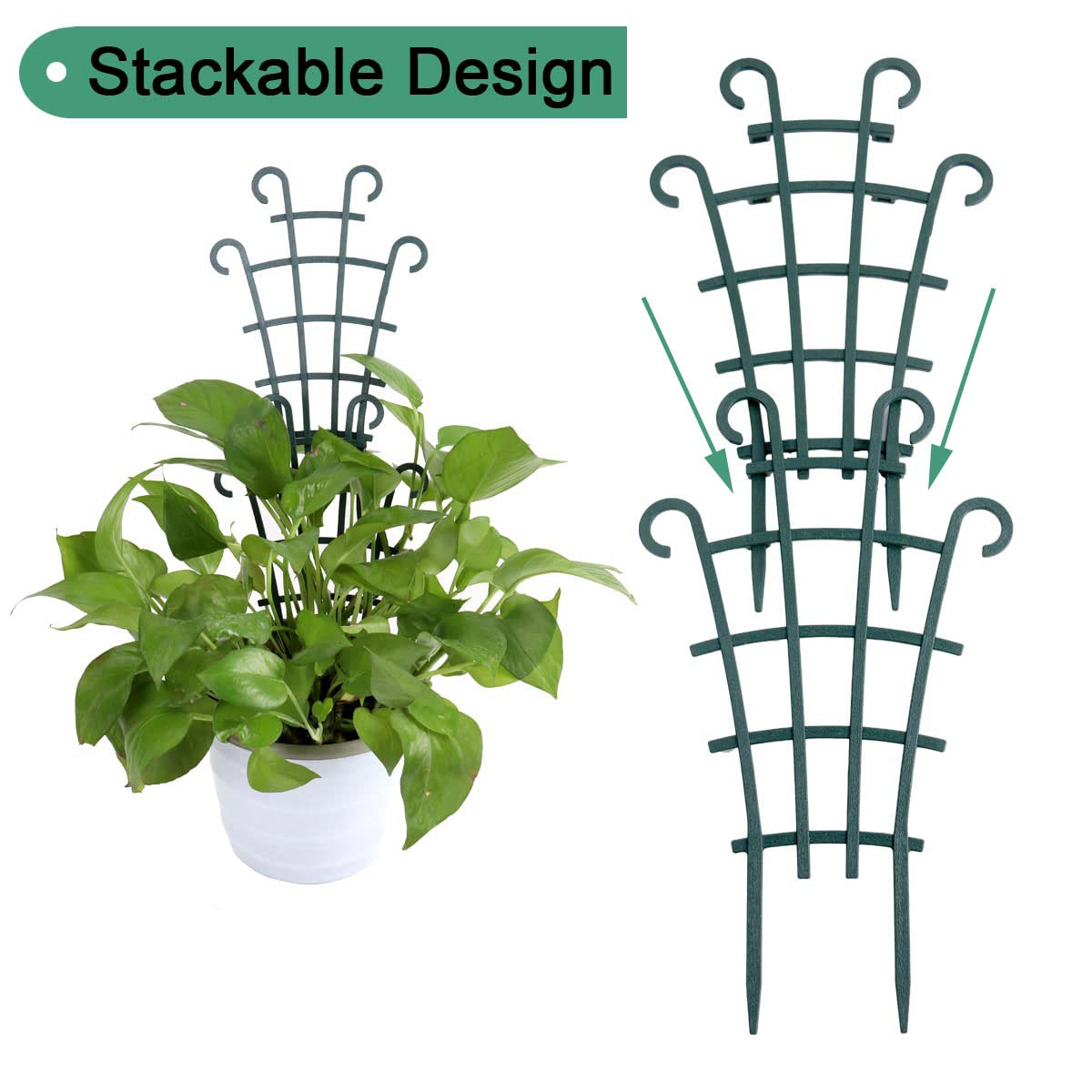 UWIOFF Trellis for Potted Plants, Stackable Small Indoor Plant Trellis for Climbing Plants Outdoor for Vine Ivy Hoya Houseplants Flower Plant Support, 4 Pack