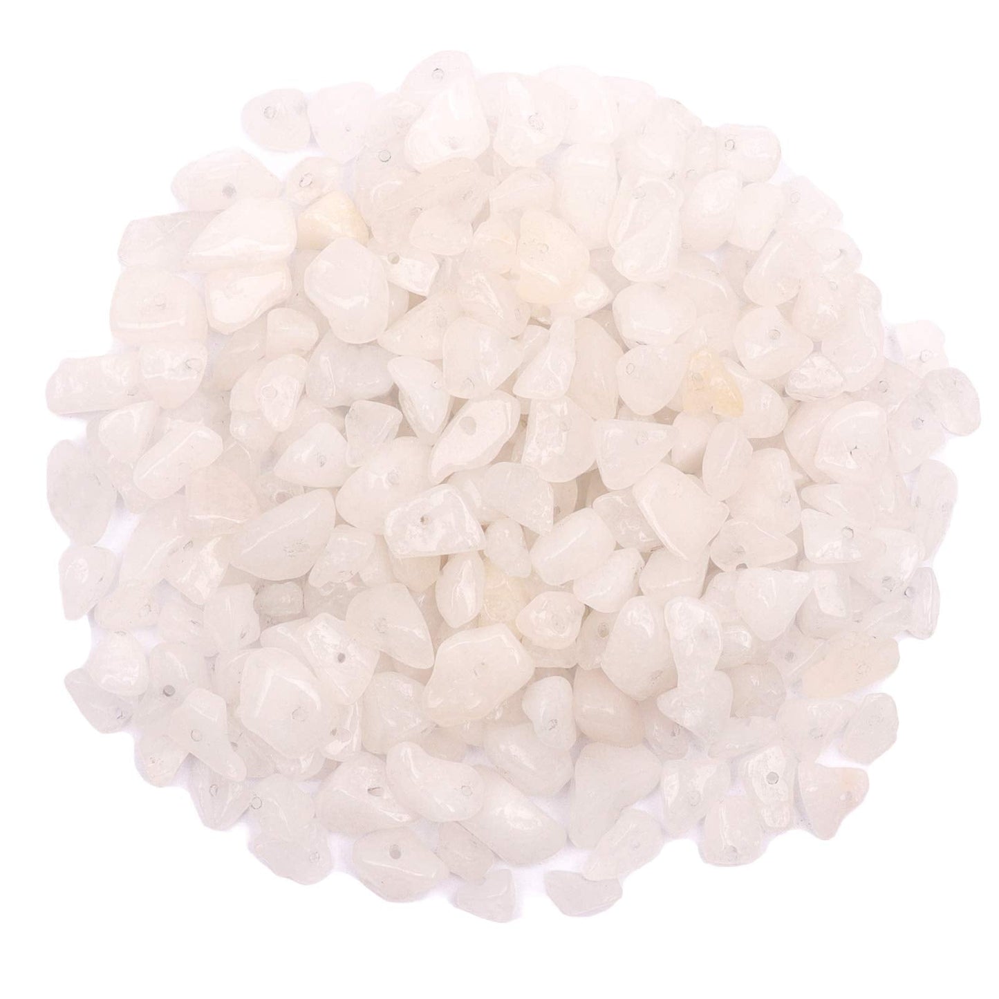 500 pcs Natural Chip Stone Beads, Alabaster 5-8 mm Irregular Gemstones Healing Crystal Loose Rocks Bead Hole Drilled for Jewelry Making Bracelet