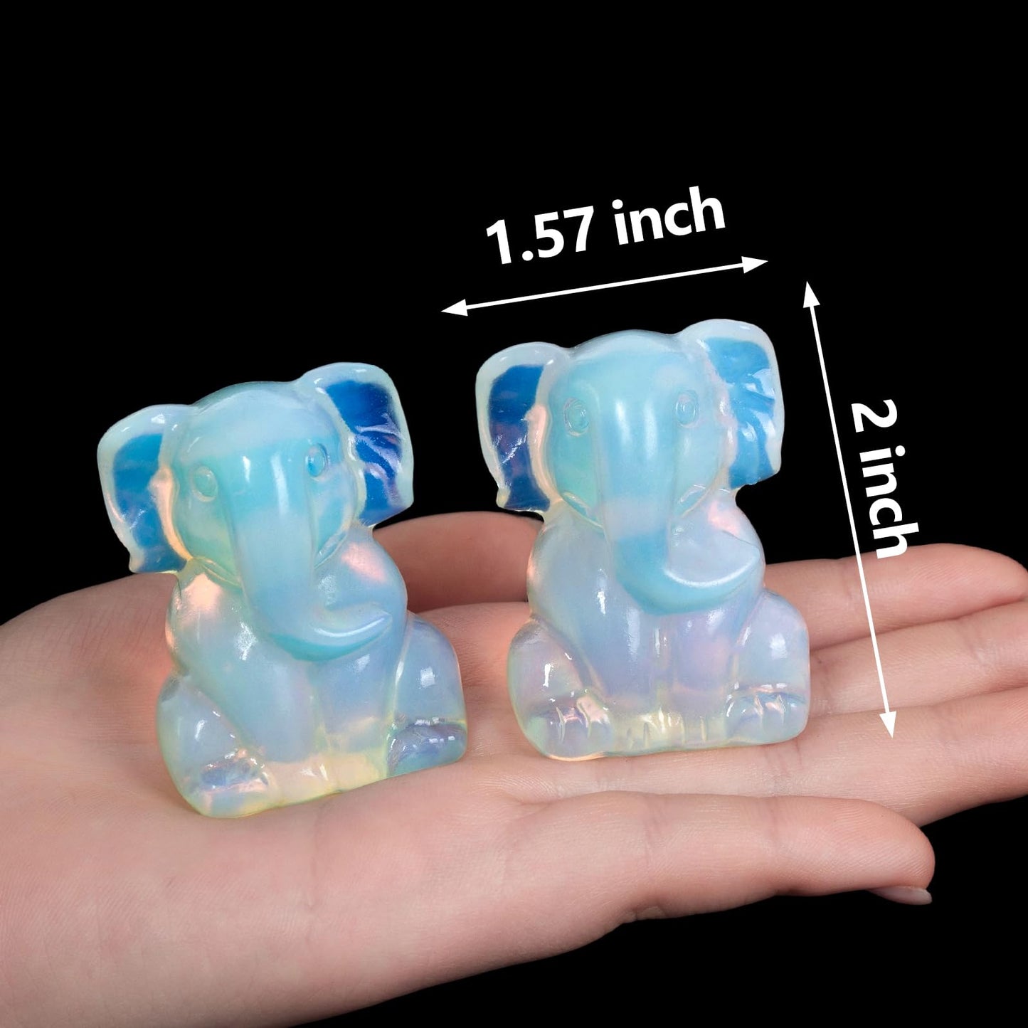 Ytbeoxk 2 Inch Crystal Elephant Decor Statues, White Opalite Cute Sitting Elephant Figurines, Reiki Healing Crystal Carved Animal Statues, Home Office Desk Hand Carved Decor Gifts for Women