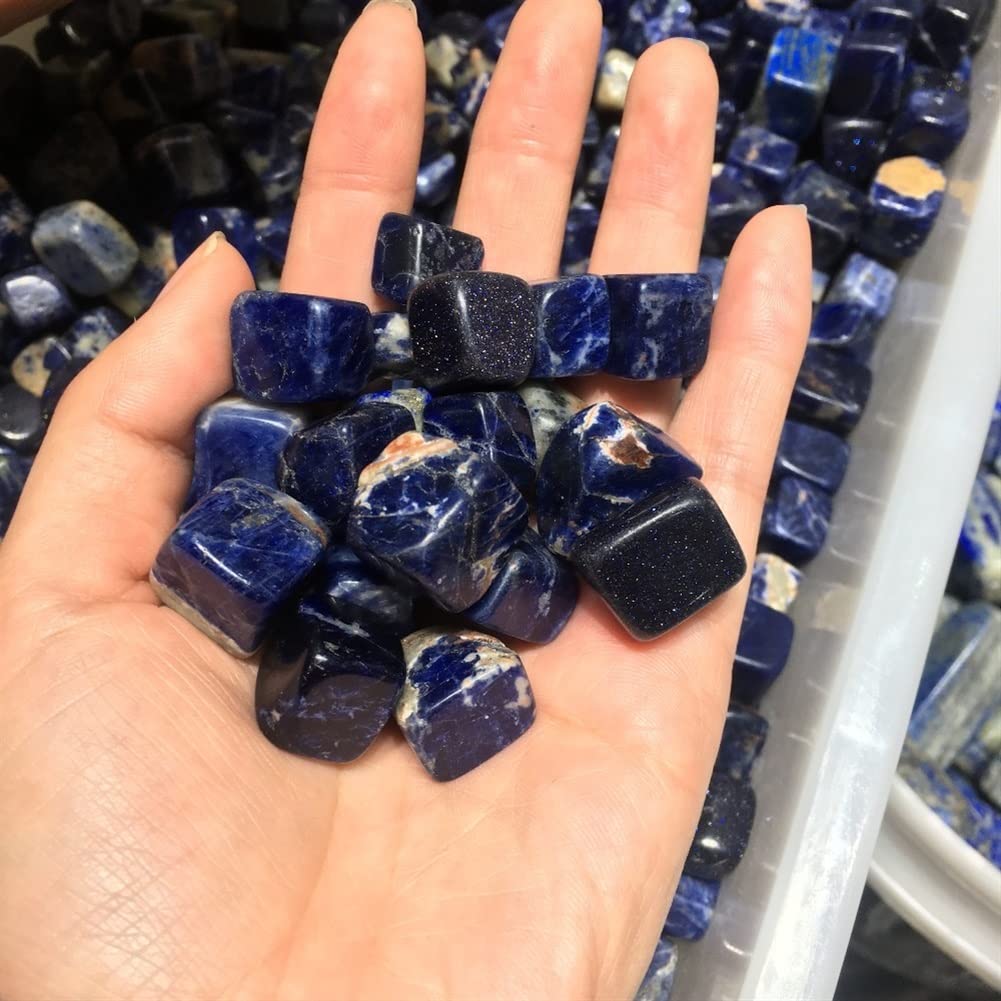 WGPHDW Meditation Home Decor, Natural Oval Cabochon Blue-Veins Stone Blue-Veins Gem Stone for Jewelry Gifts,Natural Crystal (Size : 200g)
