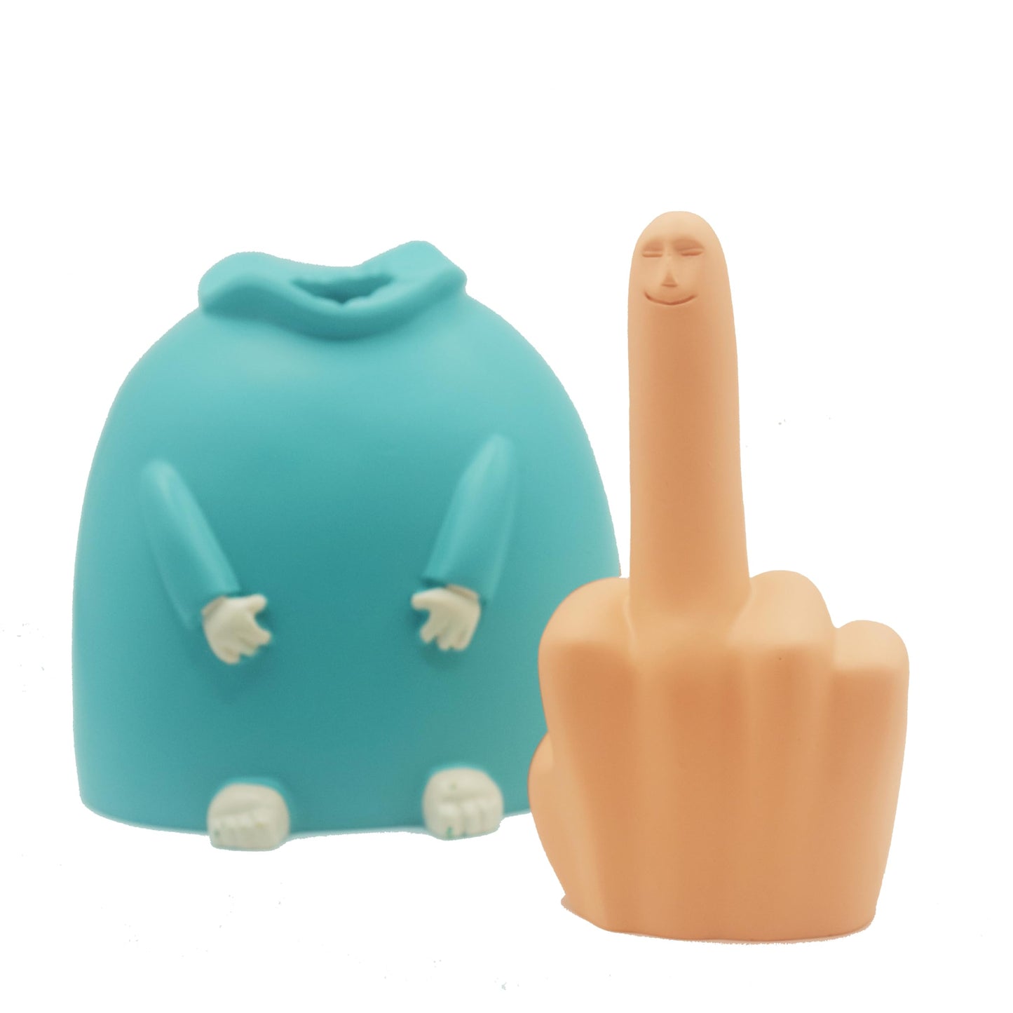 Junwait Funny Smiling Middle Finger Statue Ornaments, Novelty Resin Finger Man Sculpture Decorations, Quirky Middle Finger Hand Statue for Table Shelf Office Desktop Decoration