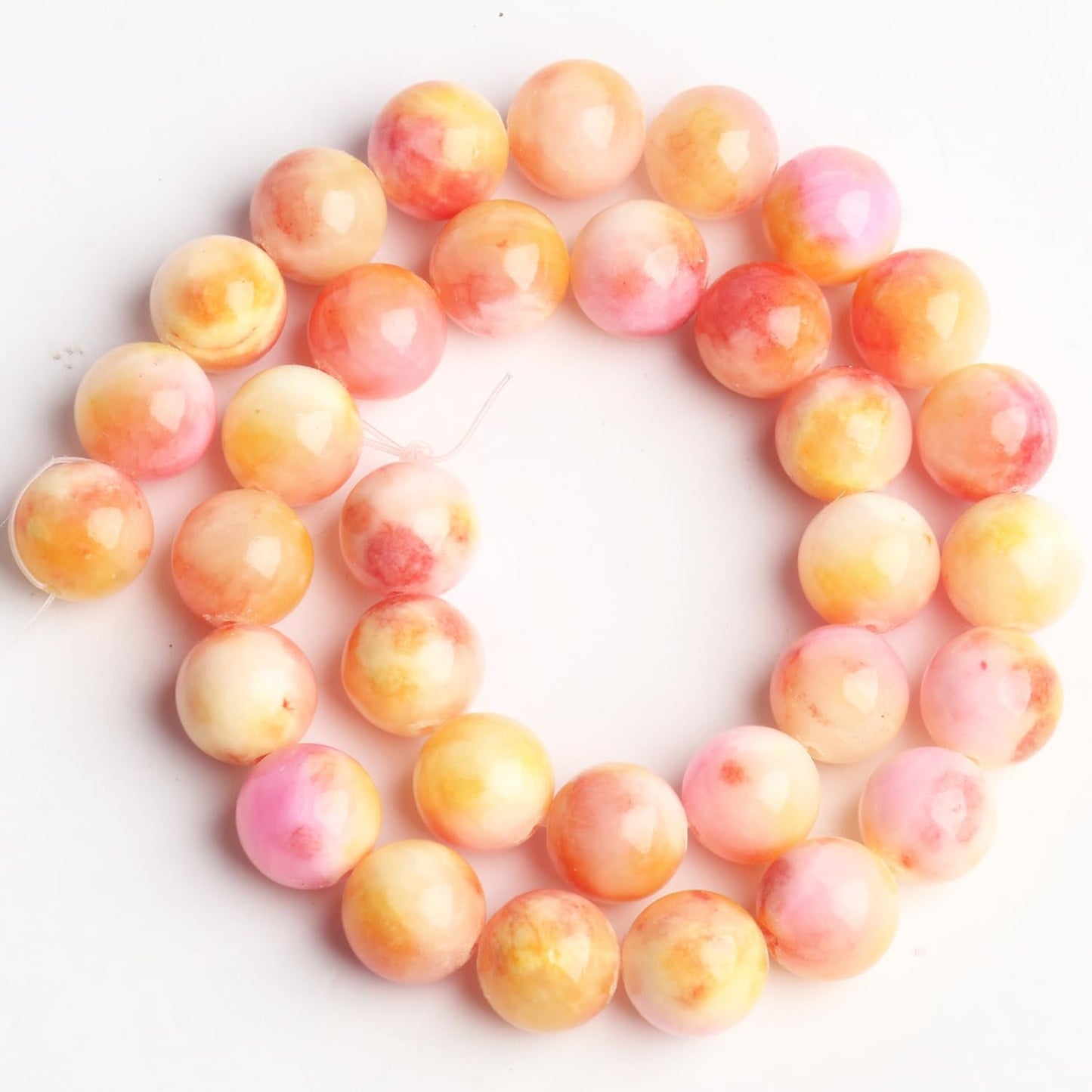 Yochus 60pcs 6mm Orange&Pink Persian Jade Energy Healing Round Bulk Gemstone Beads for Jewelry Making Bracelet Necklace Earring DIY