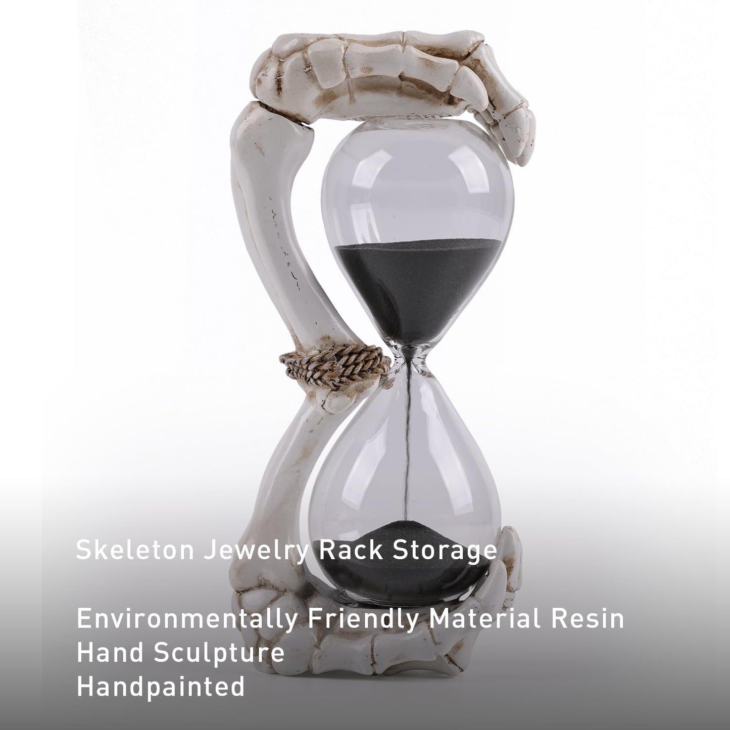 NVSHIQWEI Antique Double Skeleton Hand Time Hourglass Figurines, Halloween Decoration White (White D)