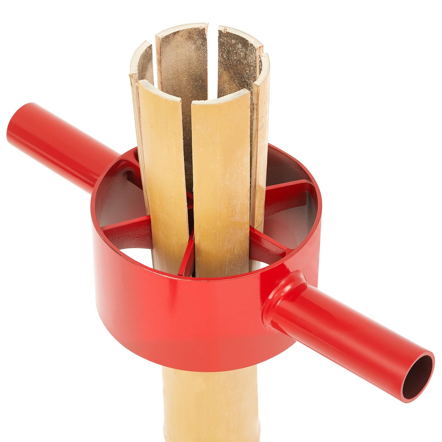 Lanties Bamboo Splitter 5.5 Inch Bamboo Split Steel Manual Dividing Splitting Tool with Both Side Handle Blade for Farm Backyard Workplace, Easy to Use, Red(6 Cut)