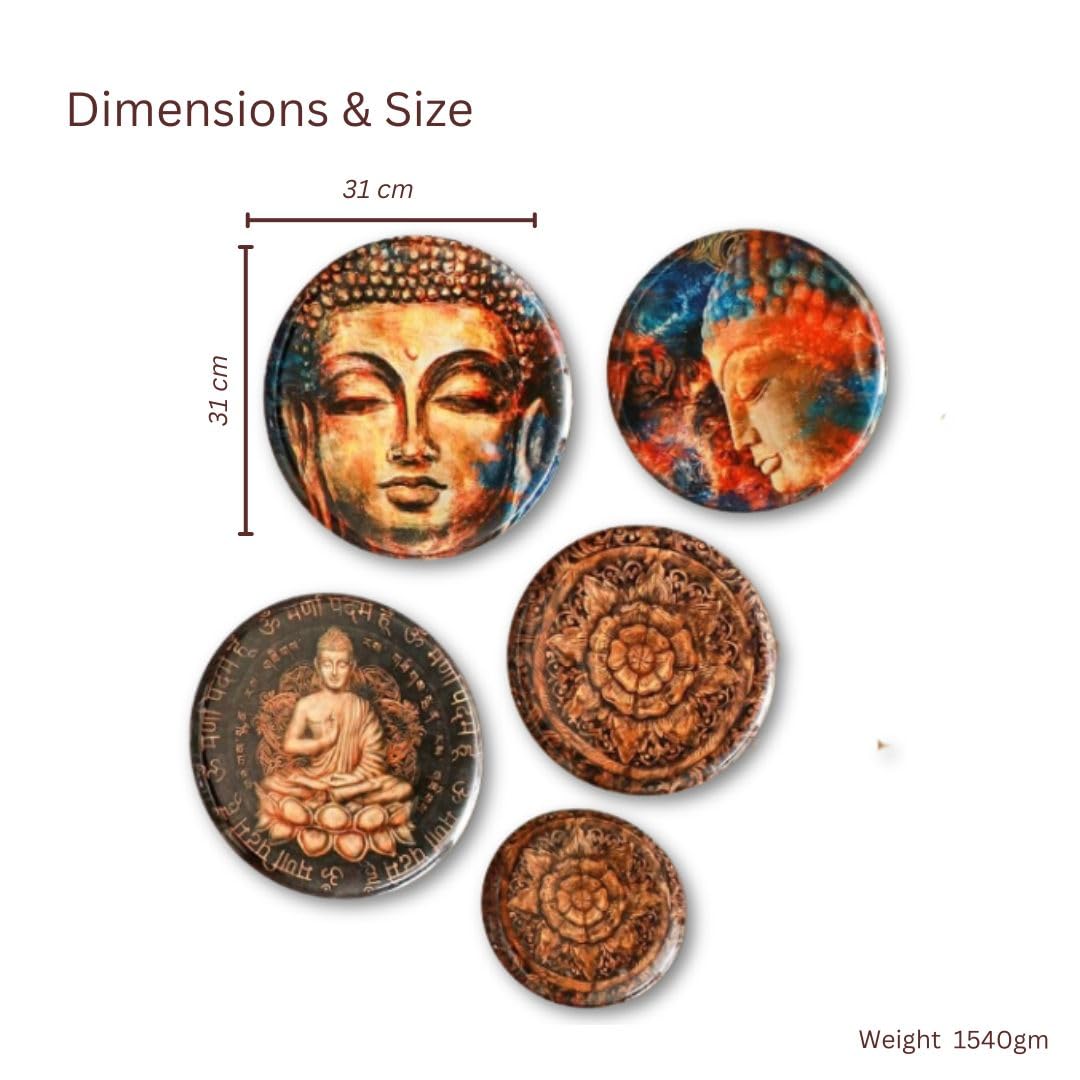 RITUALISTIC Nirvana Wall Plates- Set of 5 (Brown) | Decorative Wall Plates Hanging Room Decor Plate Wedding Gift | Valentine's day gifts