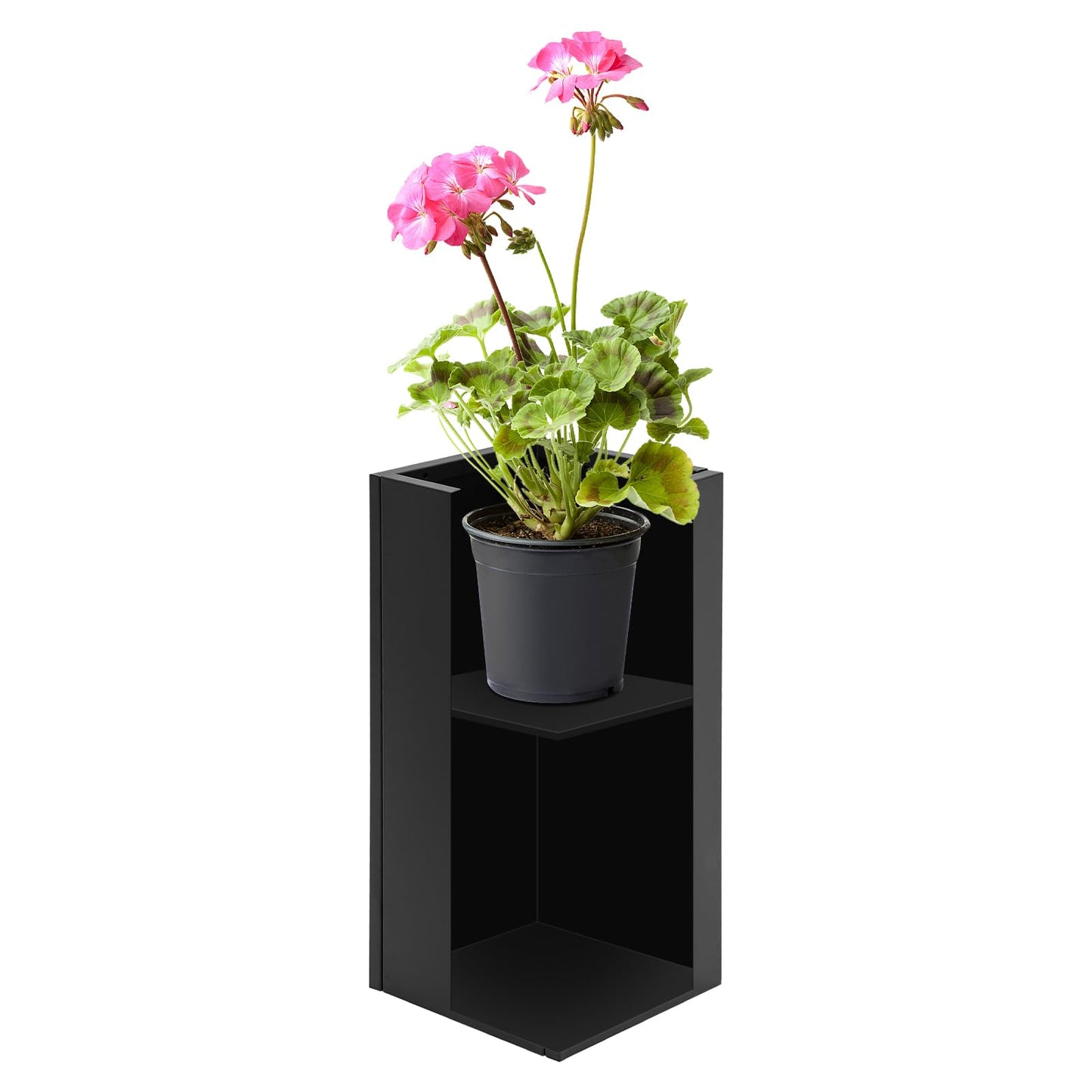 LUOSHALIYA Metallic Heavy Outdoor/Indoor Planter Box, Seamless Large Metal Planter for Tall Trees, Plants, Flowers, No Assembly Required (Black, 14 * 14 * 30 inch)