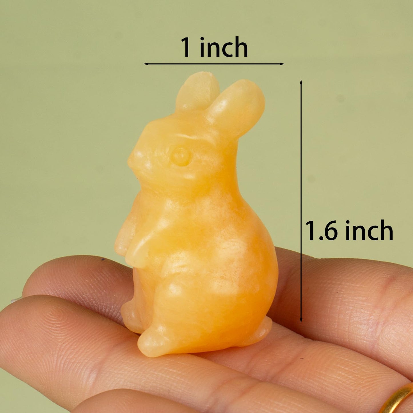 QLRSUXN Yellow Calcite Bunny Figurine,Hand-Carved Rabbit Statue for Home Decor,1.6" Healing Crystal Desk Ornament, Easter Gift for Women Men,Lucky Feng Shui Charm for Office,Cute Animal Spirit Totem