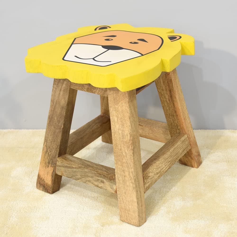BBH Home's Handmade Yellow Novelty Shaped Mango Wood Stool 14x14x12 Inch AMBBRSST0002