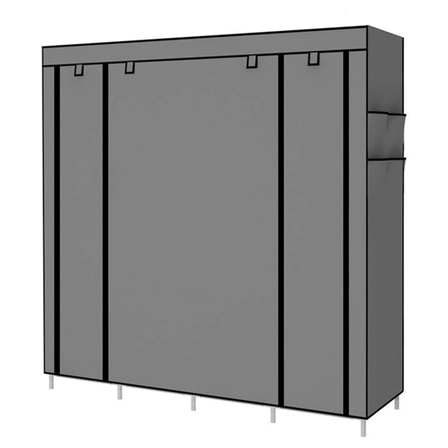 ACCSTORE Portable Wardrobe Clothing Wardrobe Shelves Clothes Storage Organiser with 4 Hanging Rail,Grey