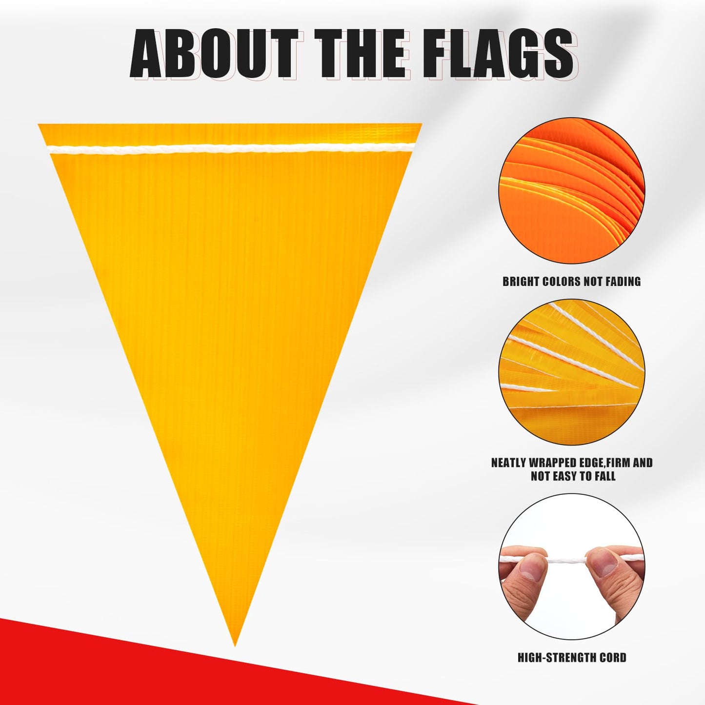 105FT Safety Warning Pennant Banner Flags – Multipurpose OSHA High Visibility Triangle Flags for outside fence, Roadwork, Party and Hazard Areas(YELLOW,45pcs,105FT)