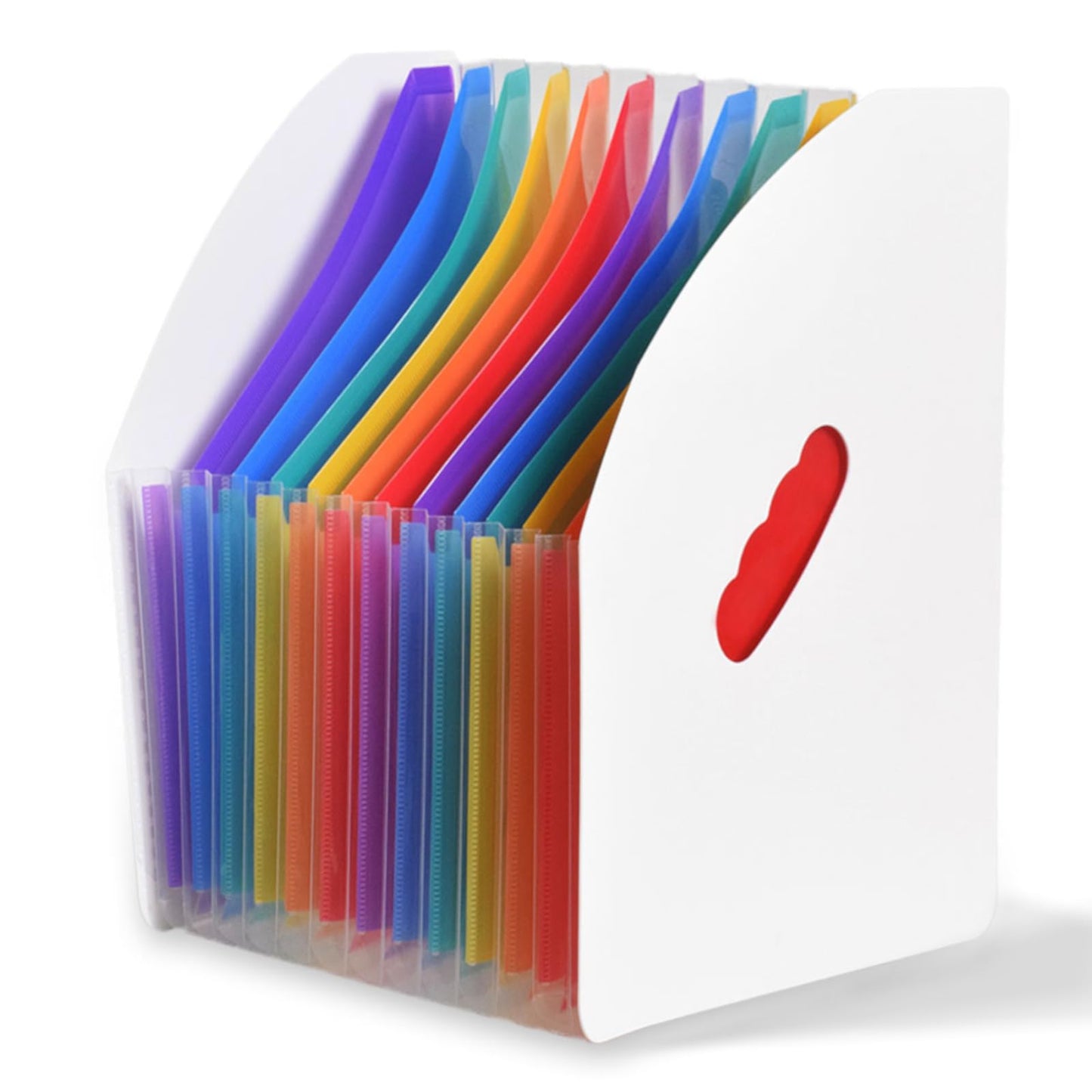 SAYEEC Rainbow Expanding File Holder Standing A4 Vertical Mini Book Organizer Magazine Basket Desktop 13 Pockets Files Folder with Handle for Students Examination Paper Bills Office Study