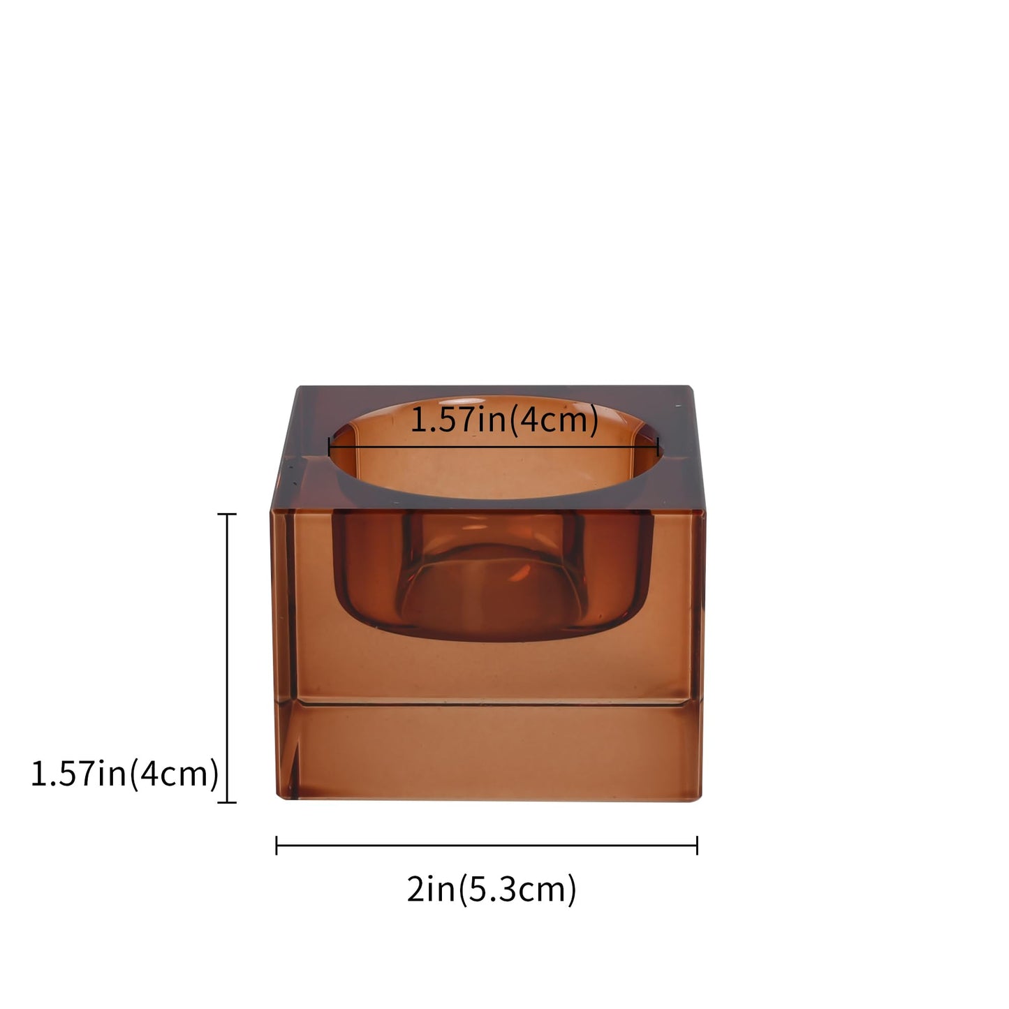 DONOUCLS Home Crystal Tealight Candle Holders Pack of 4, 1.5 Inches Height, Heavy Solid Square Hand Cut Tealight Holders Sets, Centerpiece for Home Decor(Brown)