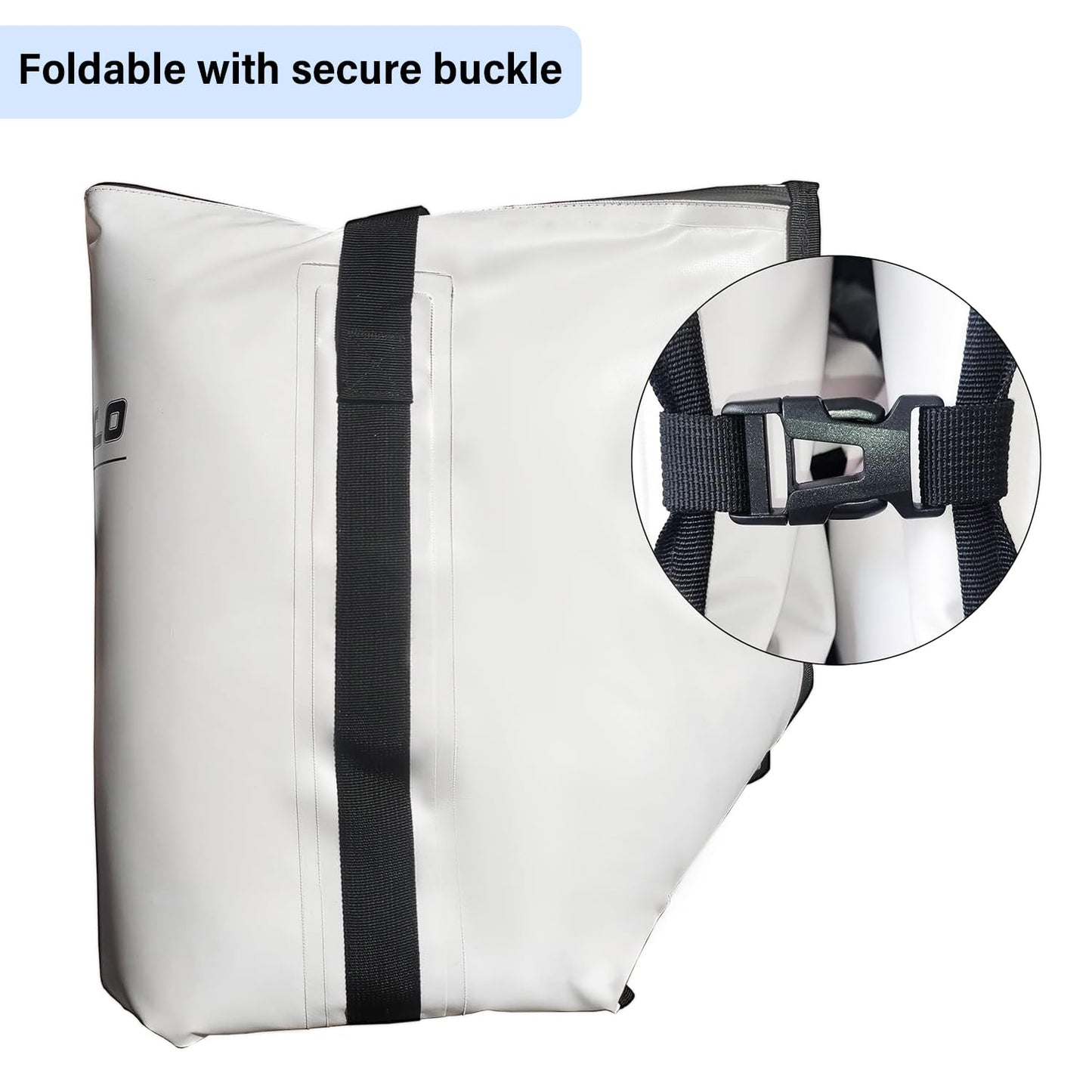 Buffalo Gear Fish Cooler Bag – 24Qt Seamless Insulation Kill Bag, Keeps Ice Cold Up to 36 Hours, Foldable & Waterproof with Rod Attachment Straps & Gear Loops, White