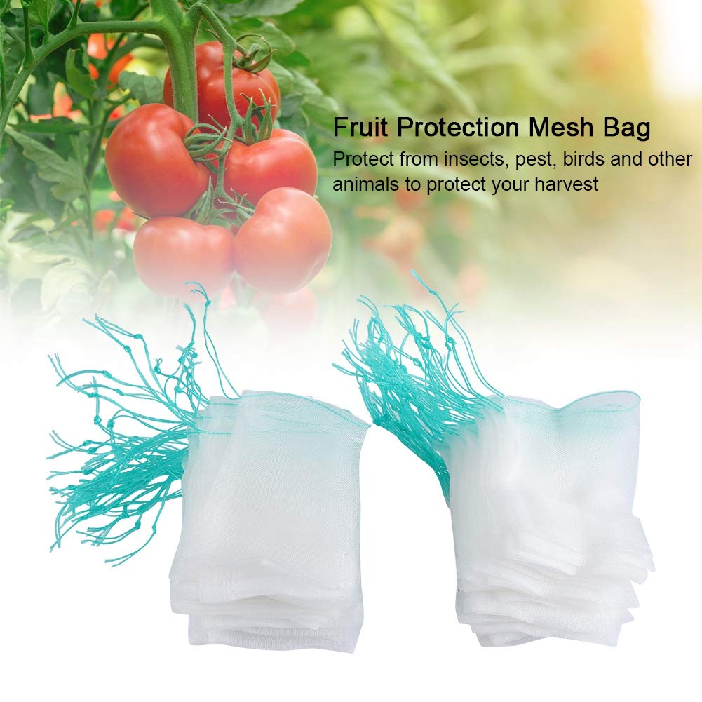 Fruit Bags, 100pcs Mesh Plant Fruit Bags Home Reusable Mesh Produce Bags Drawstring Mesh Bags Against s Birds Barrier Bags for Plant Fruits