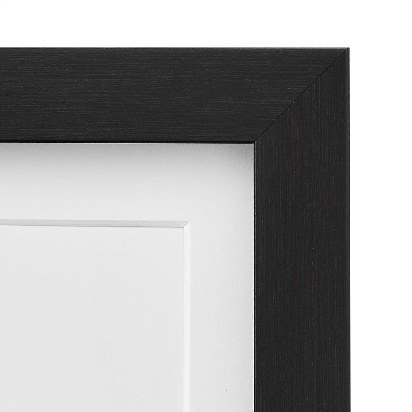 Amazon Basics Rectangular Picture Frame with Glass, 5" x 7", Wall Hanging or Tabletop Display, Mat for 4" x 6" Photo, Black, 2-Pack