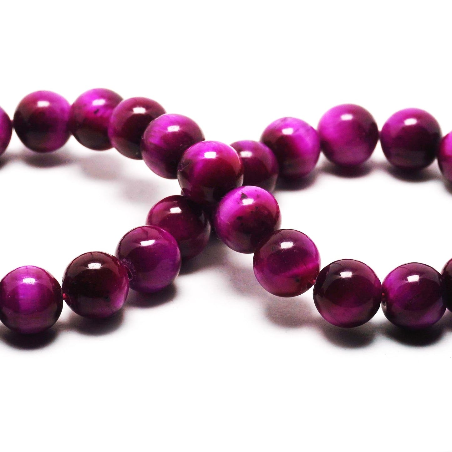 DIQIO Natural Stone Beads Gemstone Beads for Jewelry Making - 6mm Magenta Tiger Eye Beads for Bracelets, Pink Rose Jasper Round Beads(58-60pcs, 6mm, Magenta Tiger Eye)