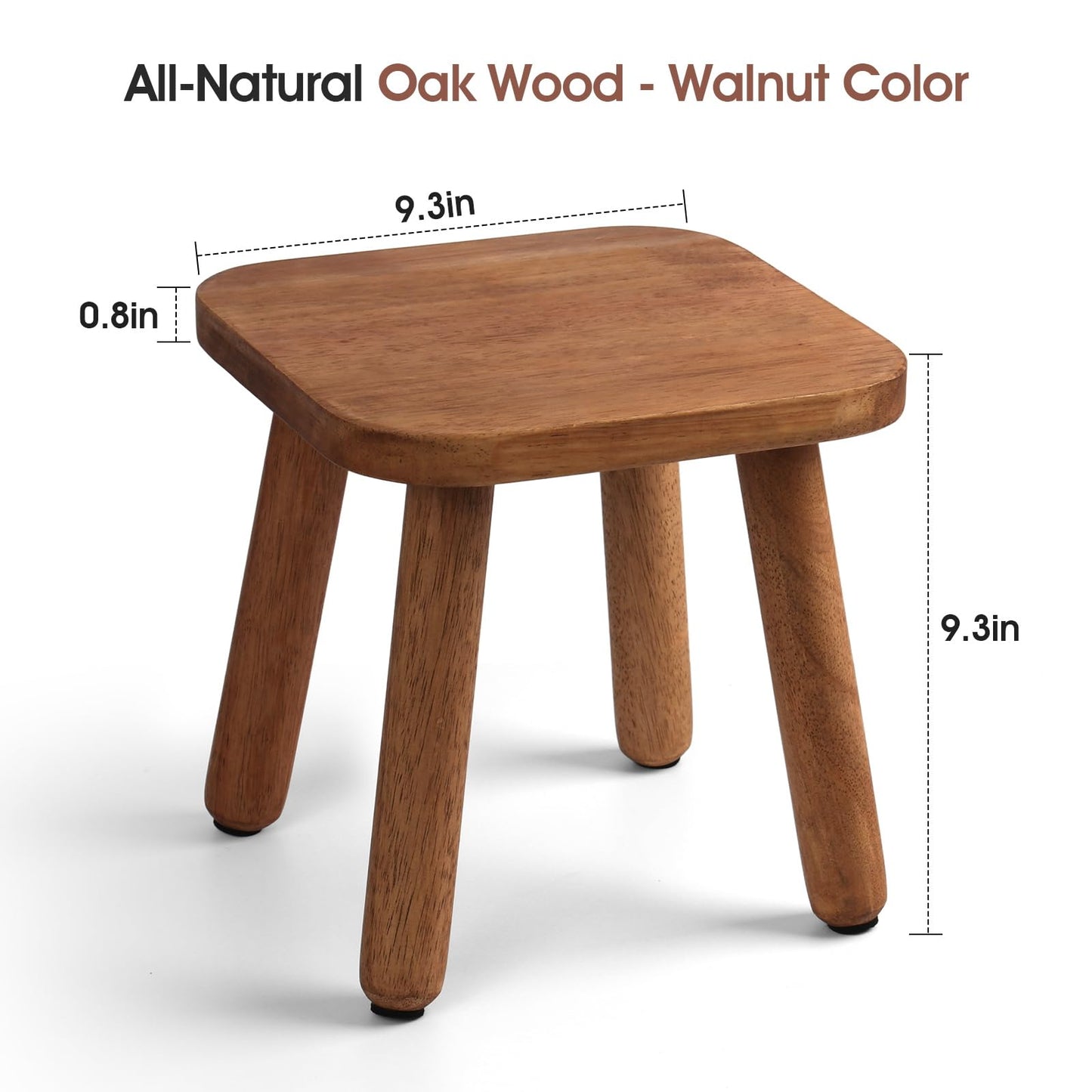 Solid Wood Step Stool 9.3" - 300lbs Capacity Plant Stand Indoor, Smal Stools to Sit on, Multi-Use Footstool for Bathroom/Bedroom/Kitchen Color: Walnut