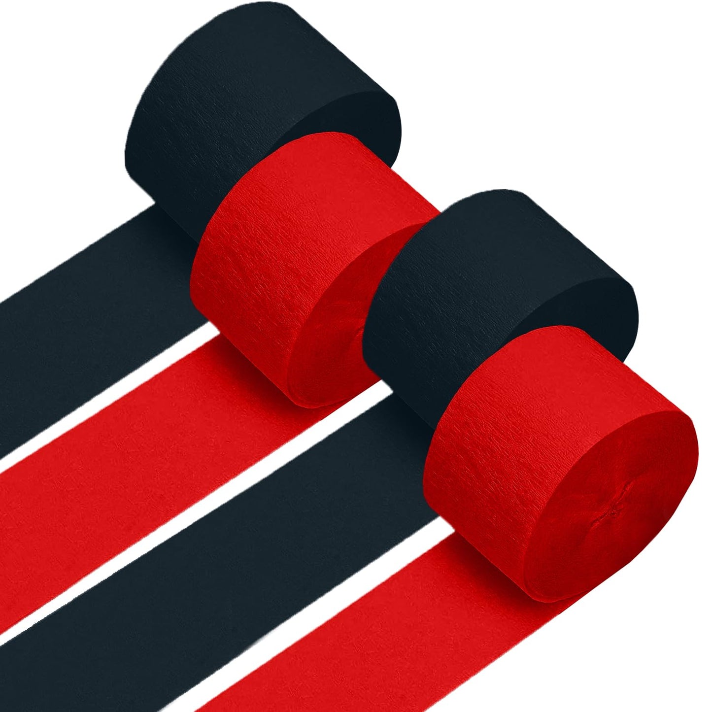 4 Crepe Paper Streamers Rolls, 328ft Pack of Red and Black Crepe Paper for Birthday Wedding Baby Shower Party Decorations (1.8 inch x 82 ft/Roll)