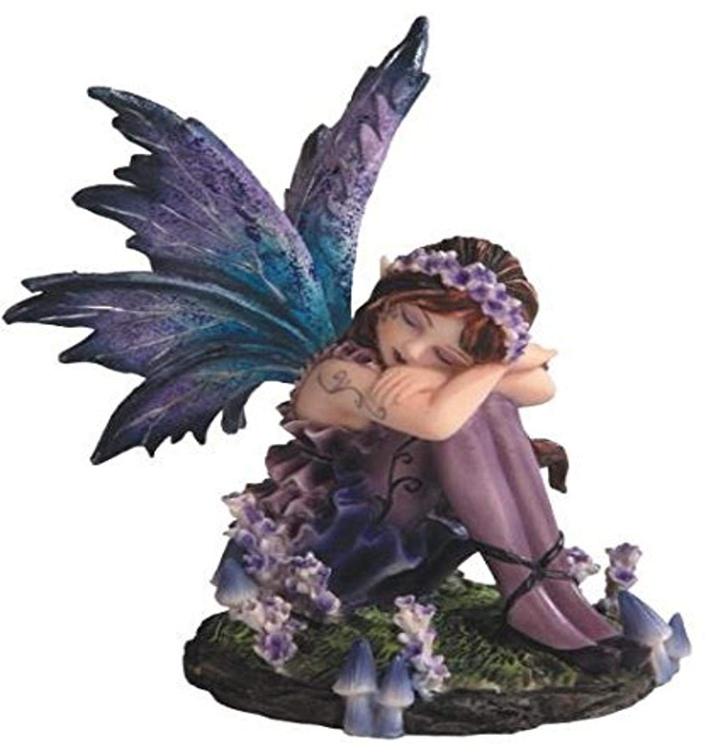 StealStreet SS-G-91587 Young Blue and Purple Fairy Sleeping in Garden Figurine, Small