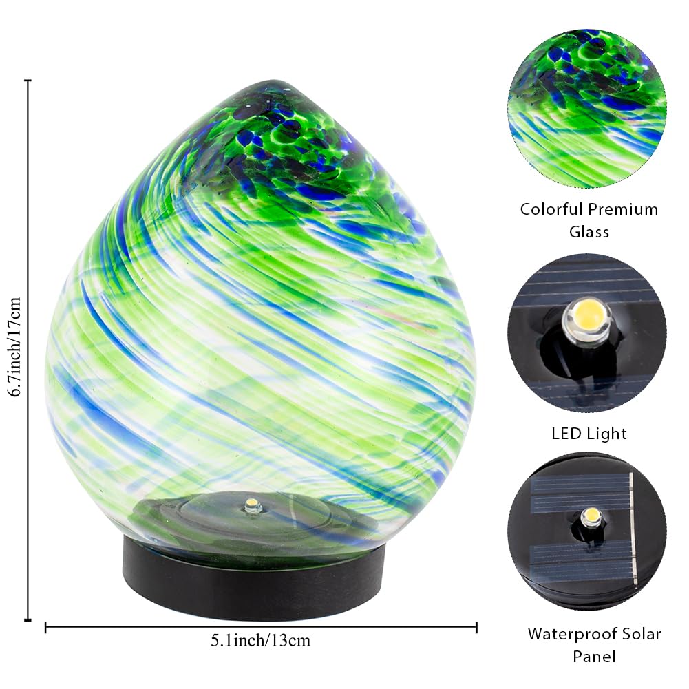 VEWOGIFT Solar Lanterns Outdoor, Solar Glass Lights, Waterproof Led Table Lamp for Garden Yard Tree Home Xmas Decoration, Green Blue