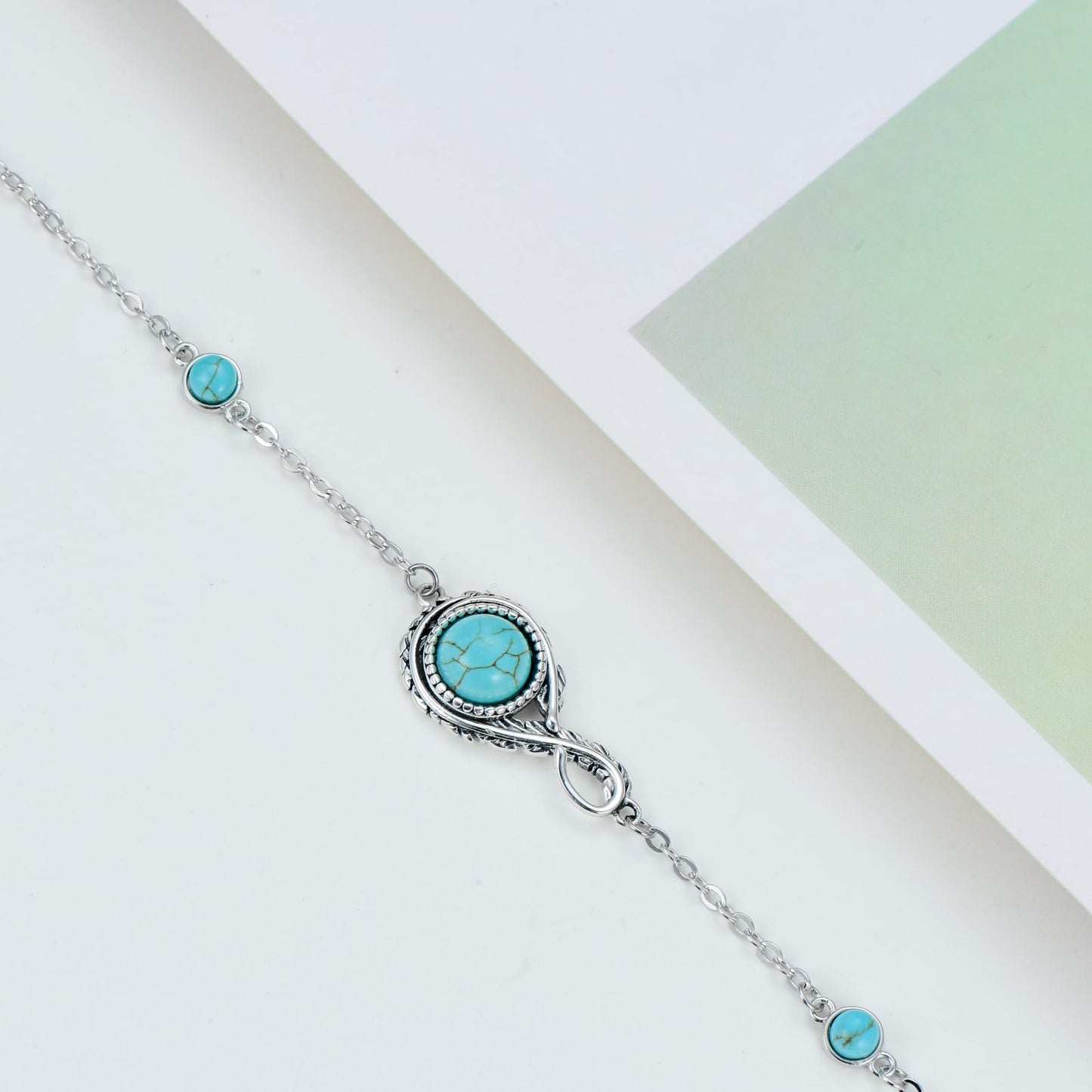 BETHZA Natural Turquoise Bracelet 925 Sterling Silver Real Turquoise Gemstone Adjustable Link Western Boho Jewelry Gifts for Women