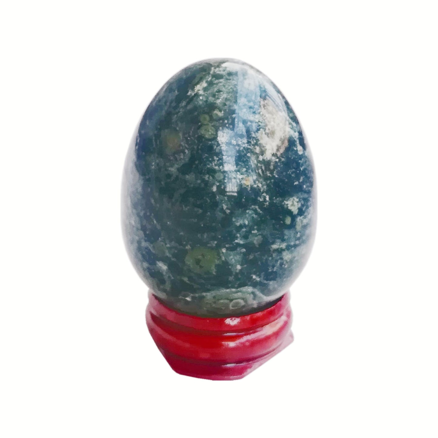 Sunshcat Natural Kambaba Jasper Egg Shaped Meditation Chakra and Home Decor Balance Crystals and Healing Stones Statue Set,35 * 50mm Easter and Thanksgiving Gift,with Wooden Bracket